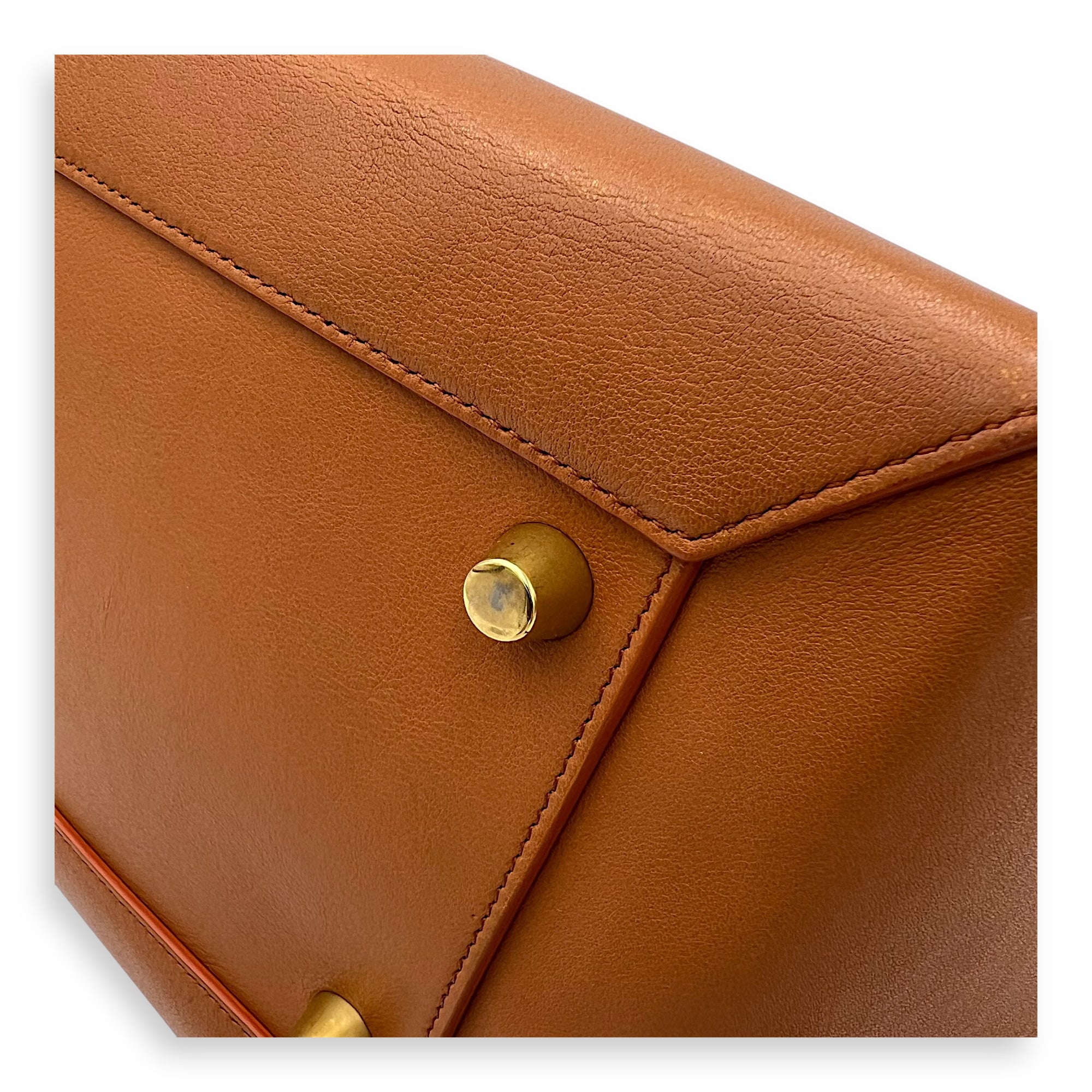 Belt Bag Small Brown Top Handle Bag in Calfskin, Gold hardware - Image 14