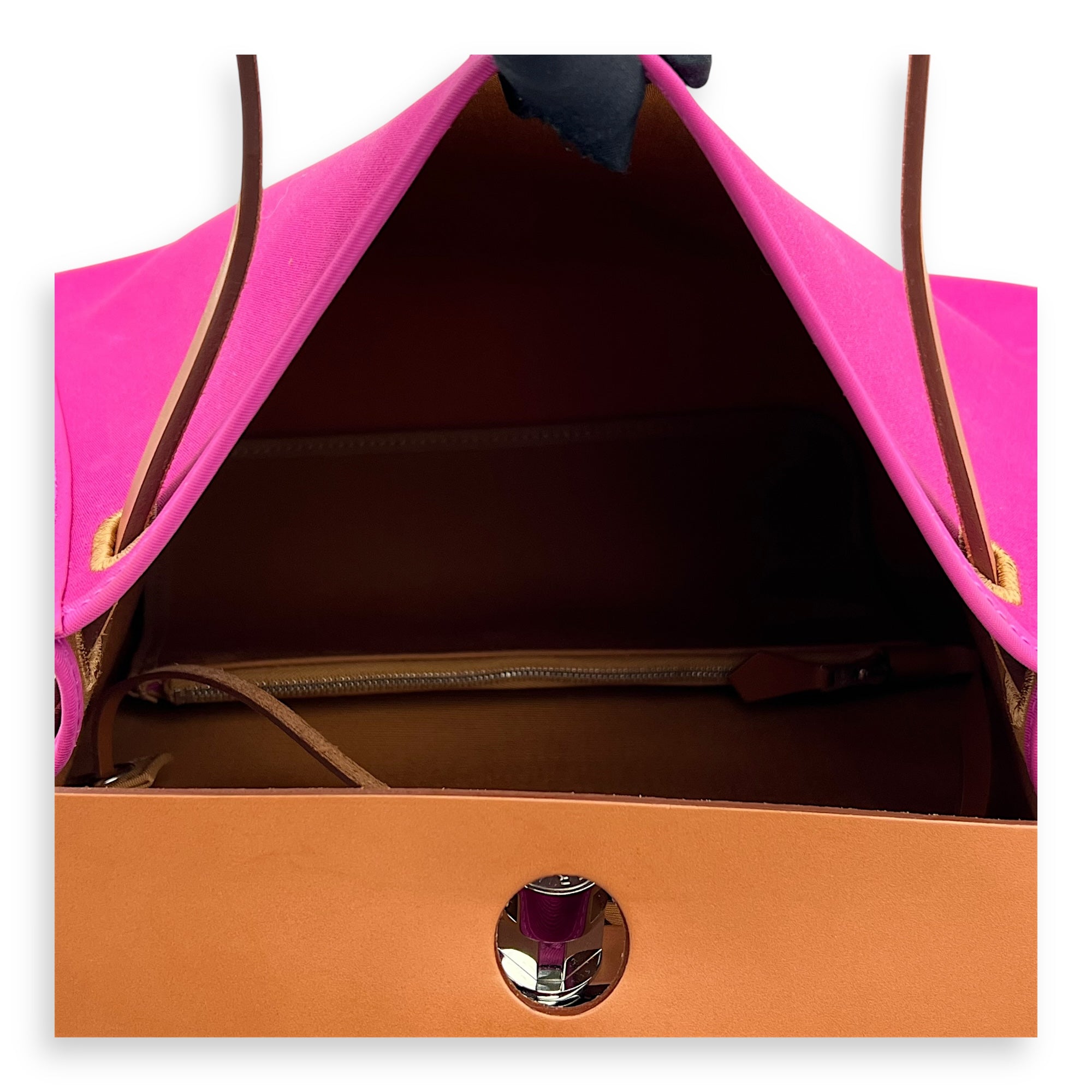 Herbag 31 Rose Pourpre Fauve Shoulder Bag in Canvas, Palladium hardware - Image 7