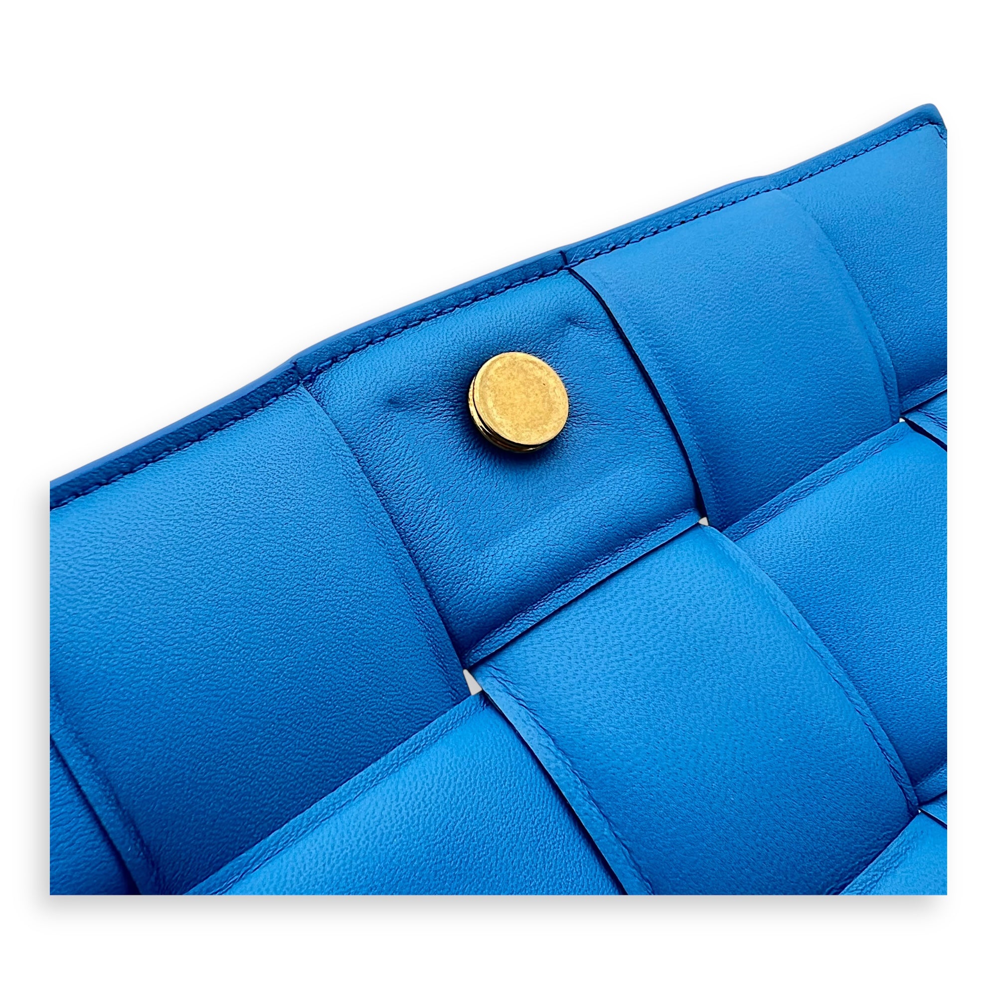 Cassette Crossbody Bag Blue in Lambskin, Gold hardware - Image 13