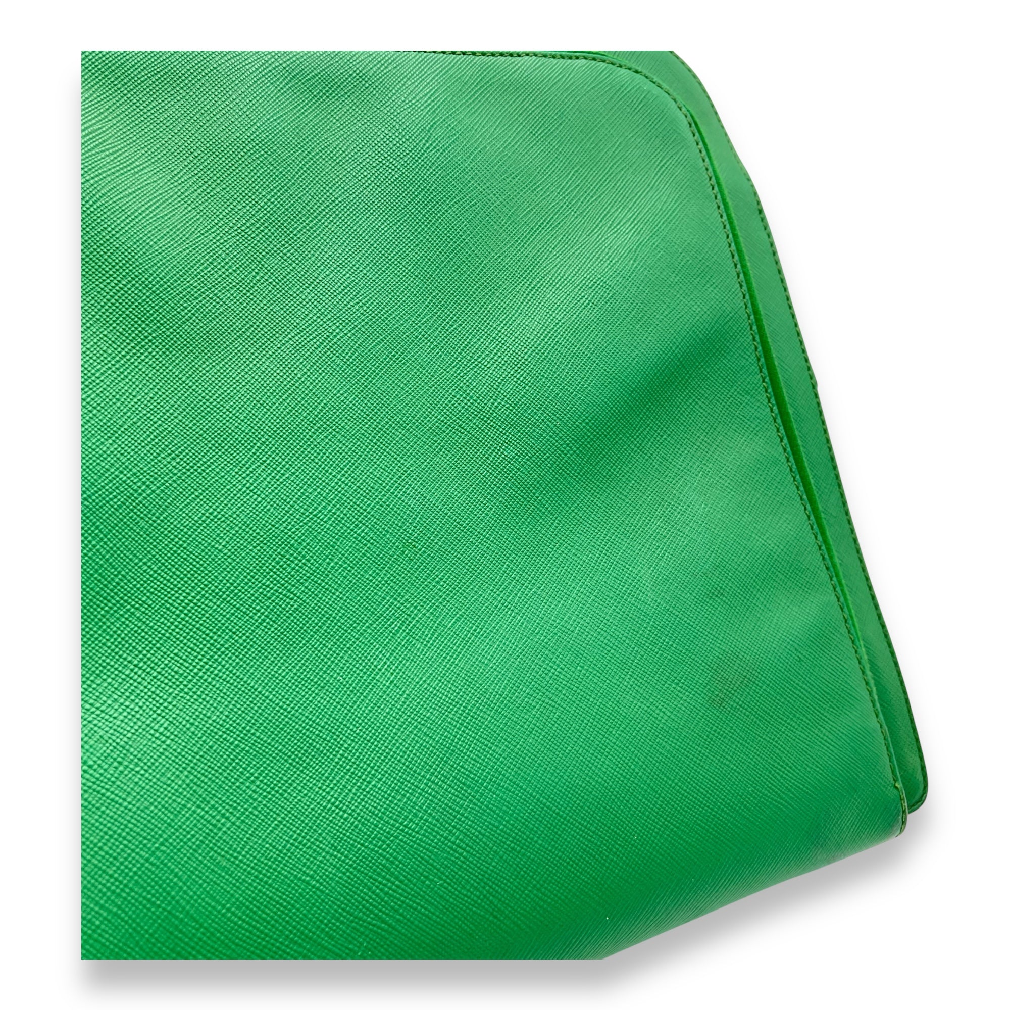 Logo Briefcase Green in Saffiano Leather, Silver hardware - Image 13