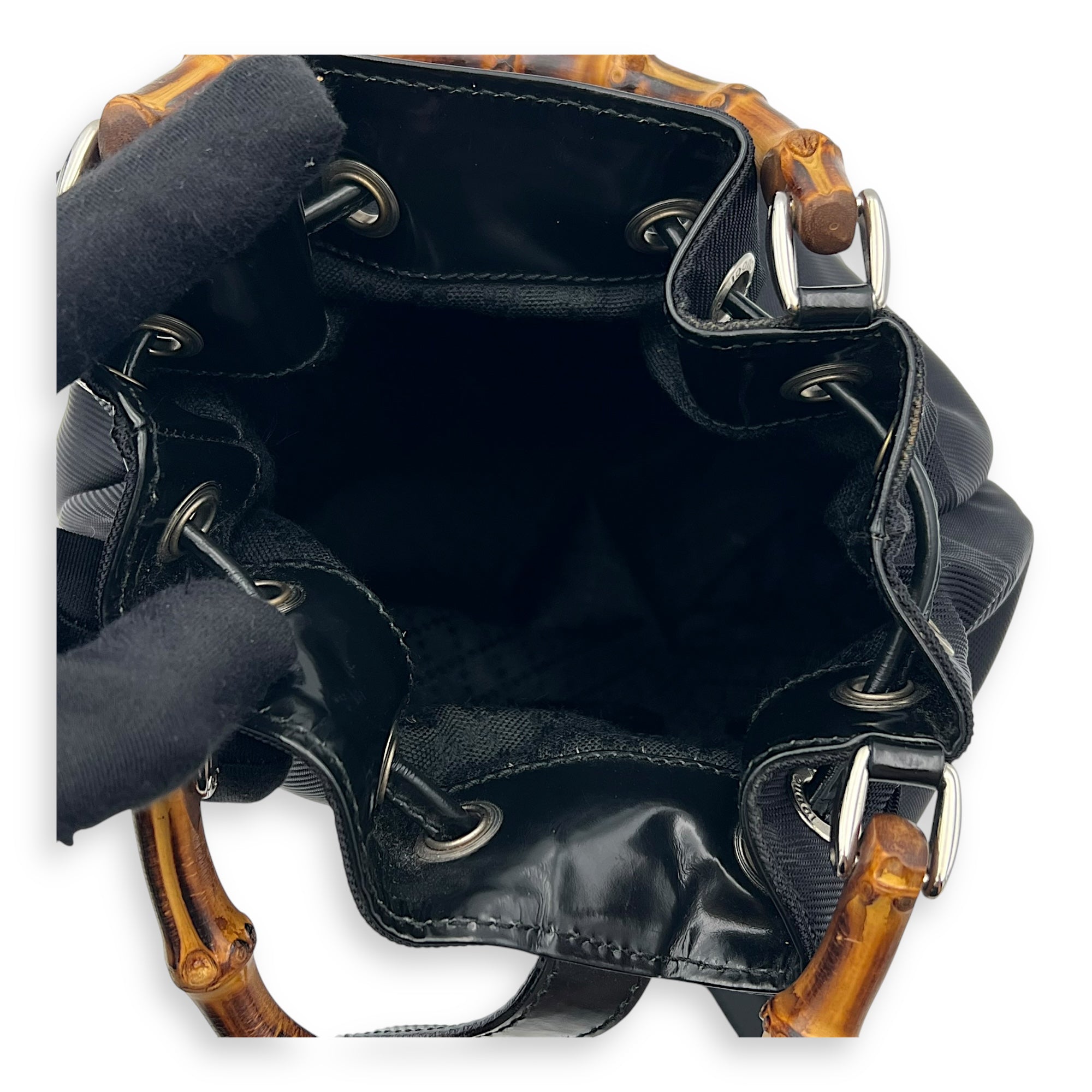 Bamboo Top Handle Bag Black in Calfskin, Gold hardware - Image 7