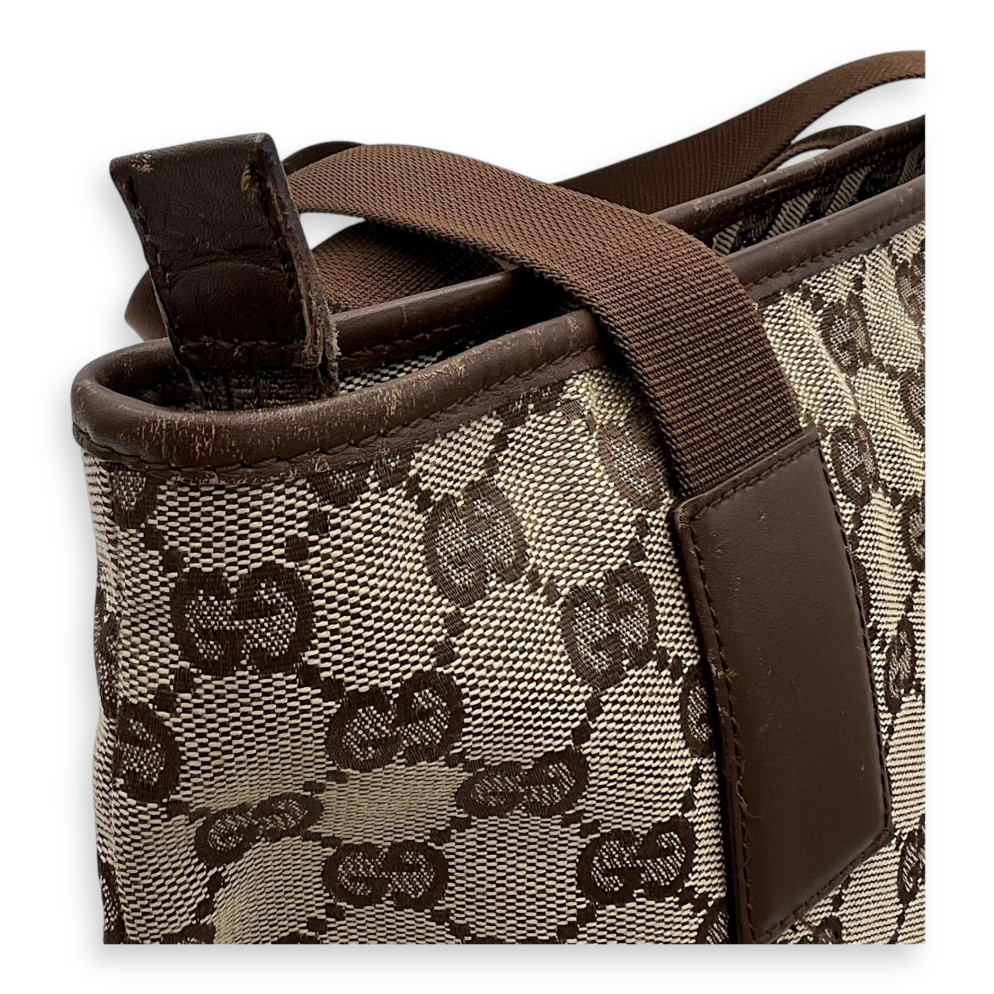 Vintage Tote Bag Brown in Coated Canvas, Silver hardware - Image 9