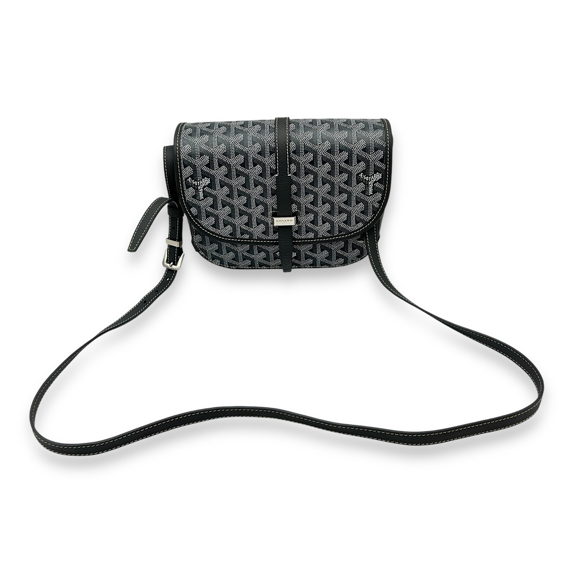 Belvedere Crossbody Bag PM Grey in Coated Canvas, Silver hardware - Image 8