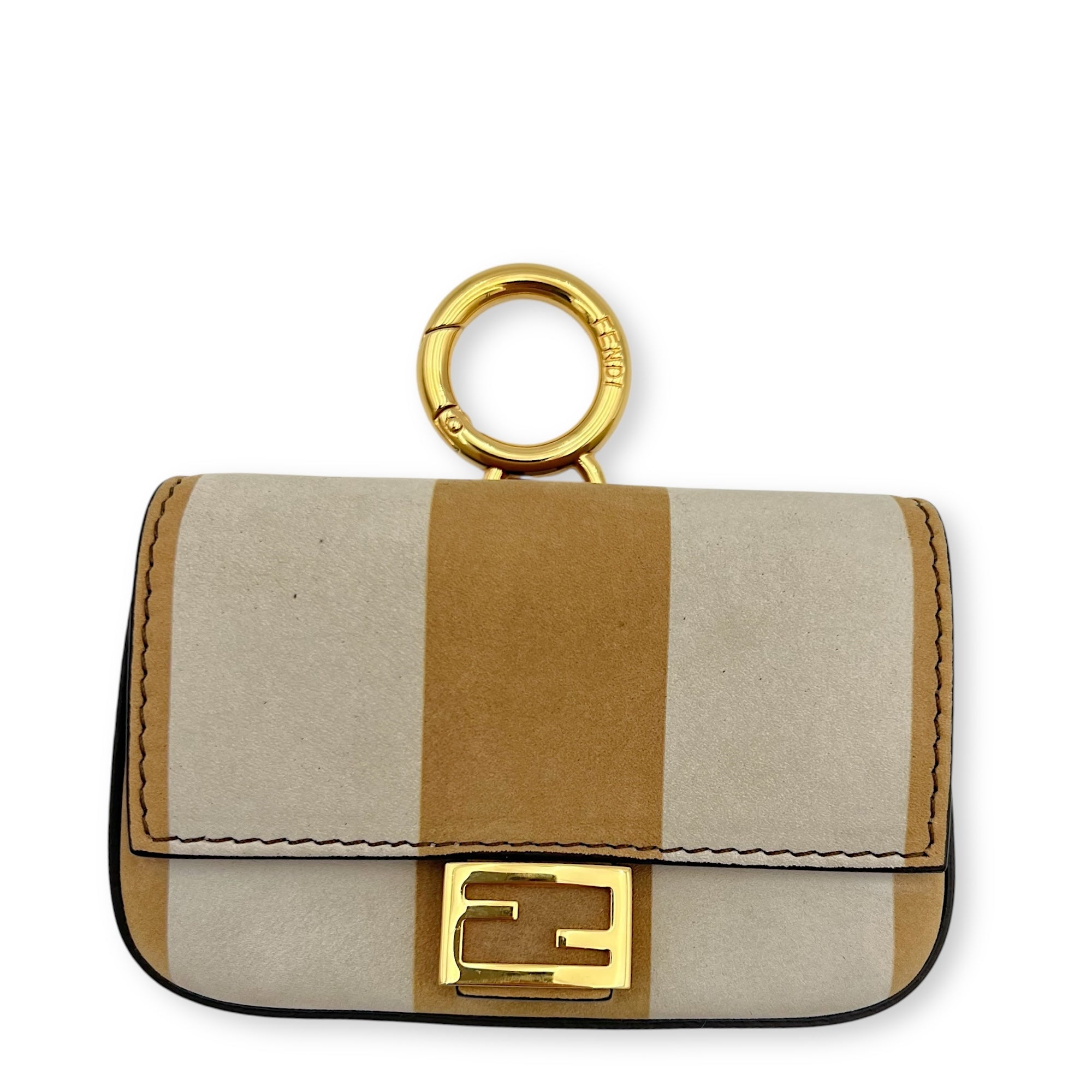 Baguette Nano Brown Crossbody Bag in Suede Leather, Gold hardware - Image 16