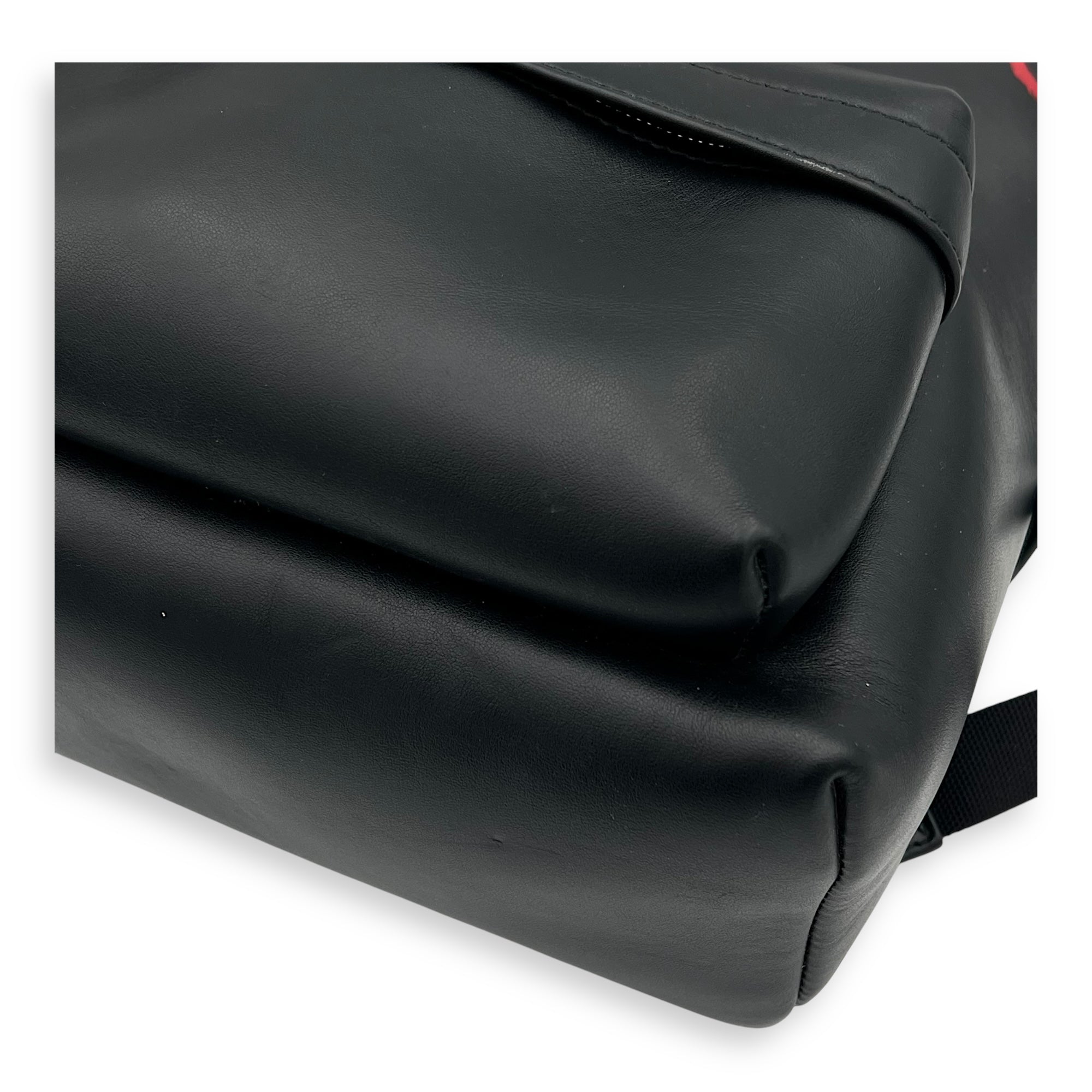 Logo Backpack Black in Calfskin, Silver hardware - Image 8