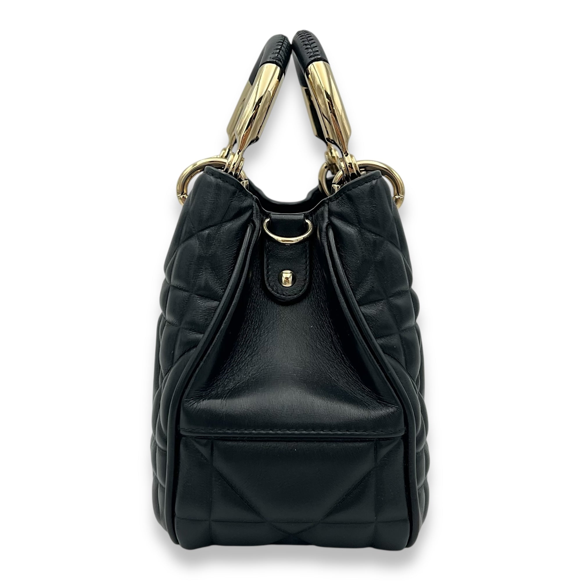 95.22 Black Top Handle Bag in Calfskin, Gold hardware - Image 4