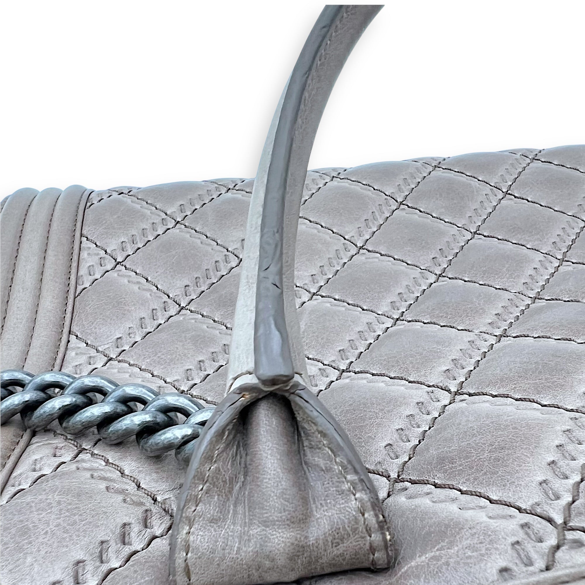 Boy Top Handle Bag Beige in Calfskin, Gunmetal hardware - Image 20