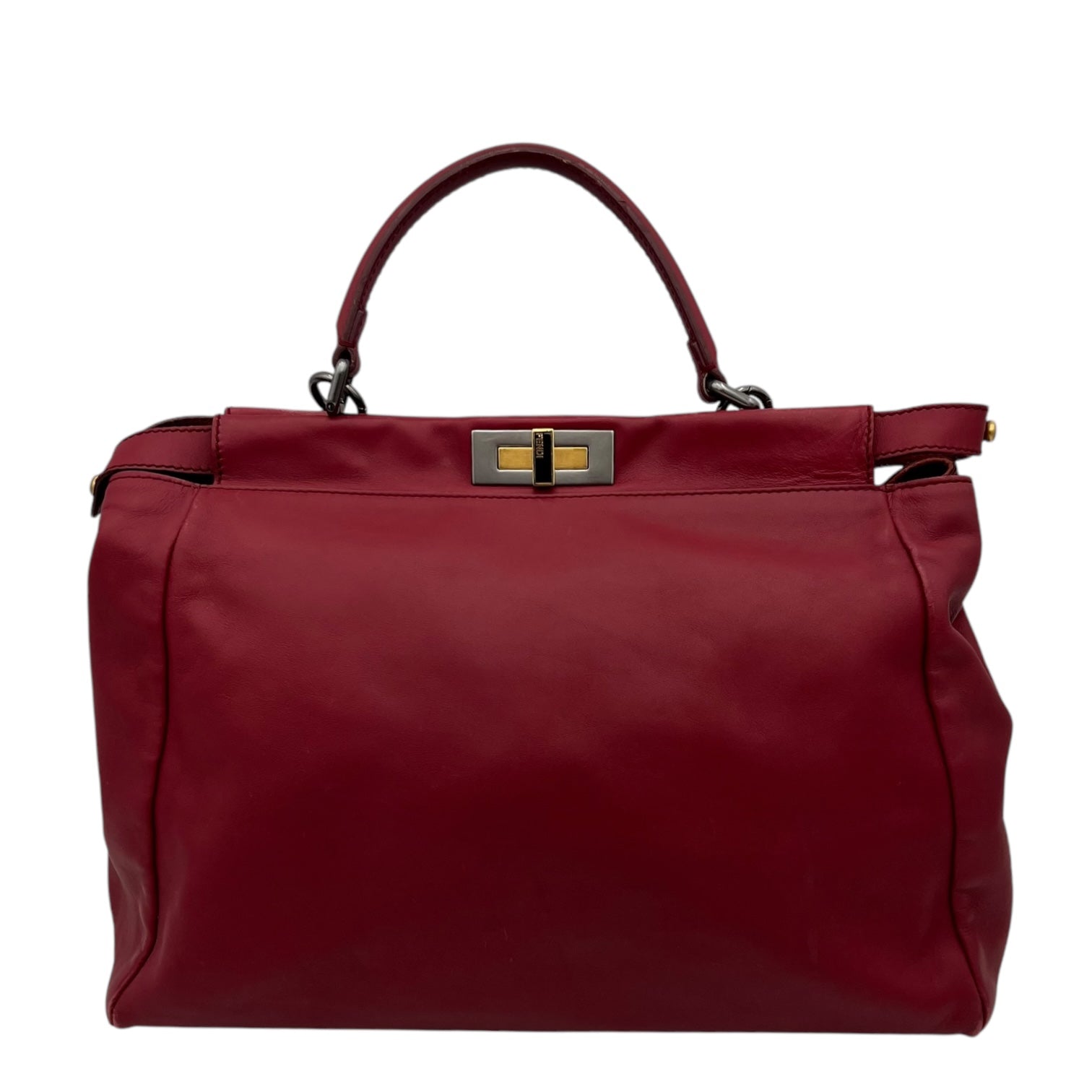 Peekaboo Top Handle Bag Red in Calfskin, Mixed hardware - Image 3
