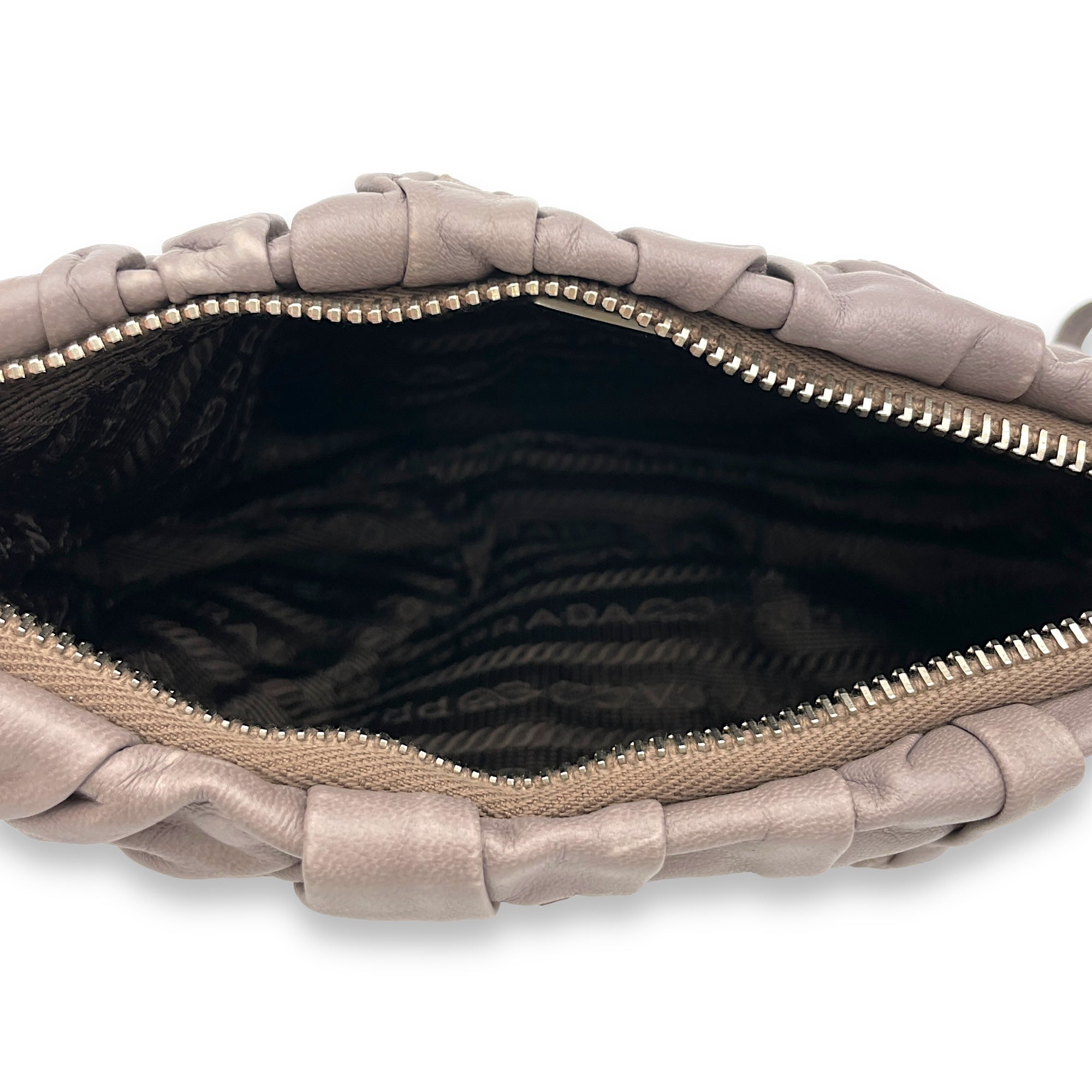 Logo Grey Pouch in Lambskin, Silver hardware - Image 12