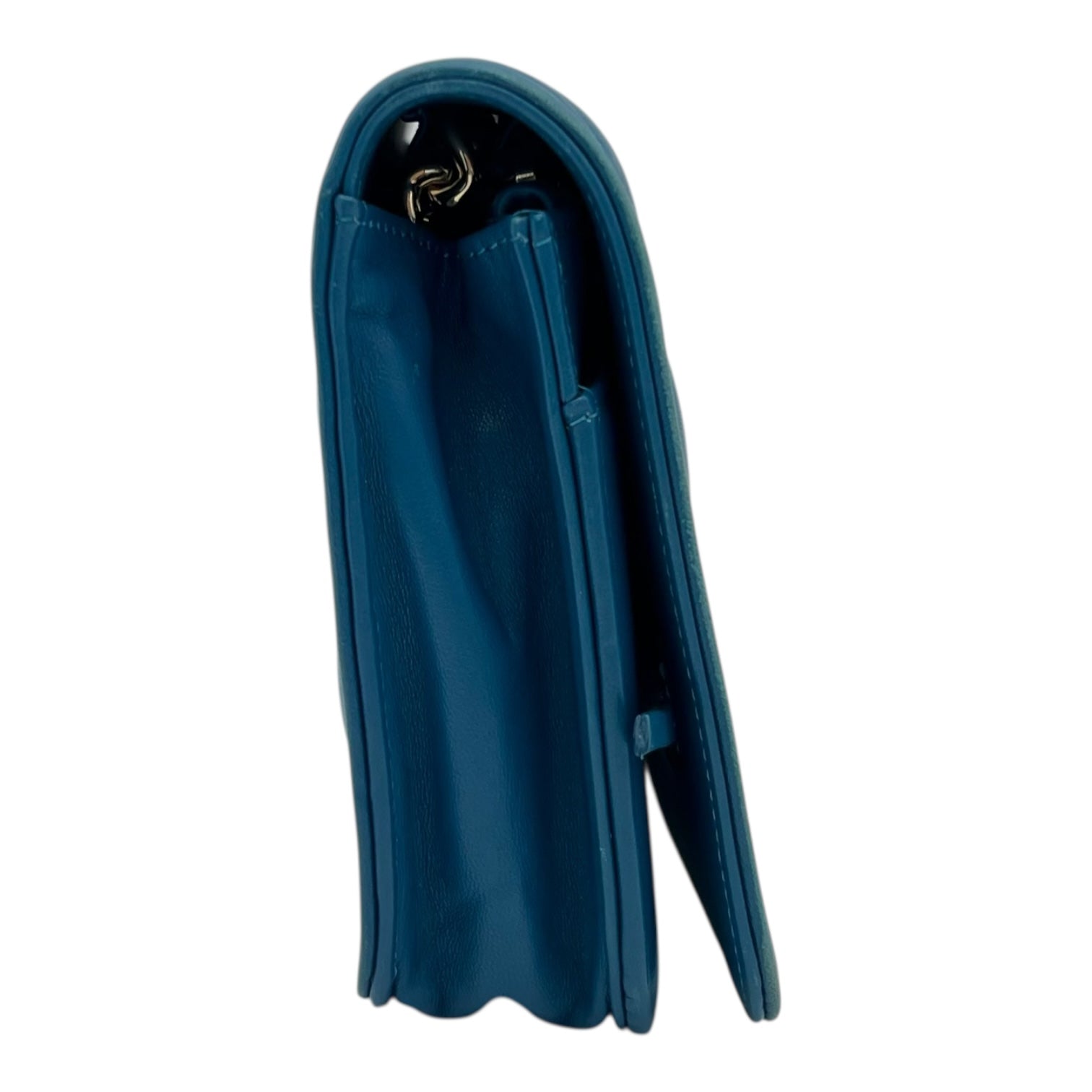 Boy Wallet On Chain Blue in Lambskin, Gold hardware - Image 4