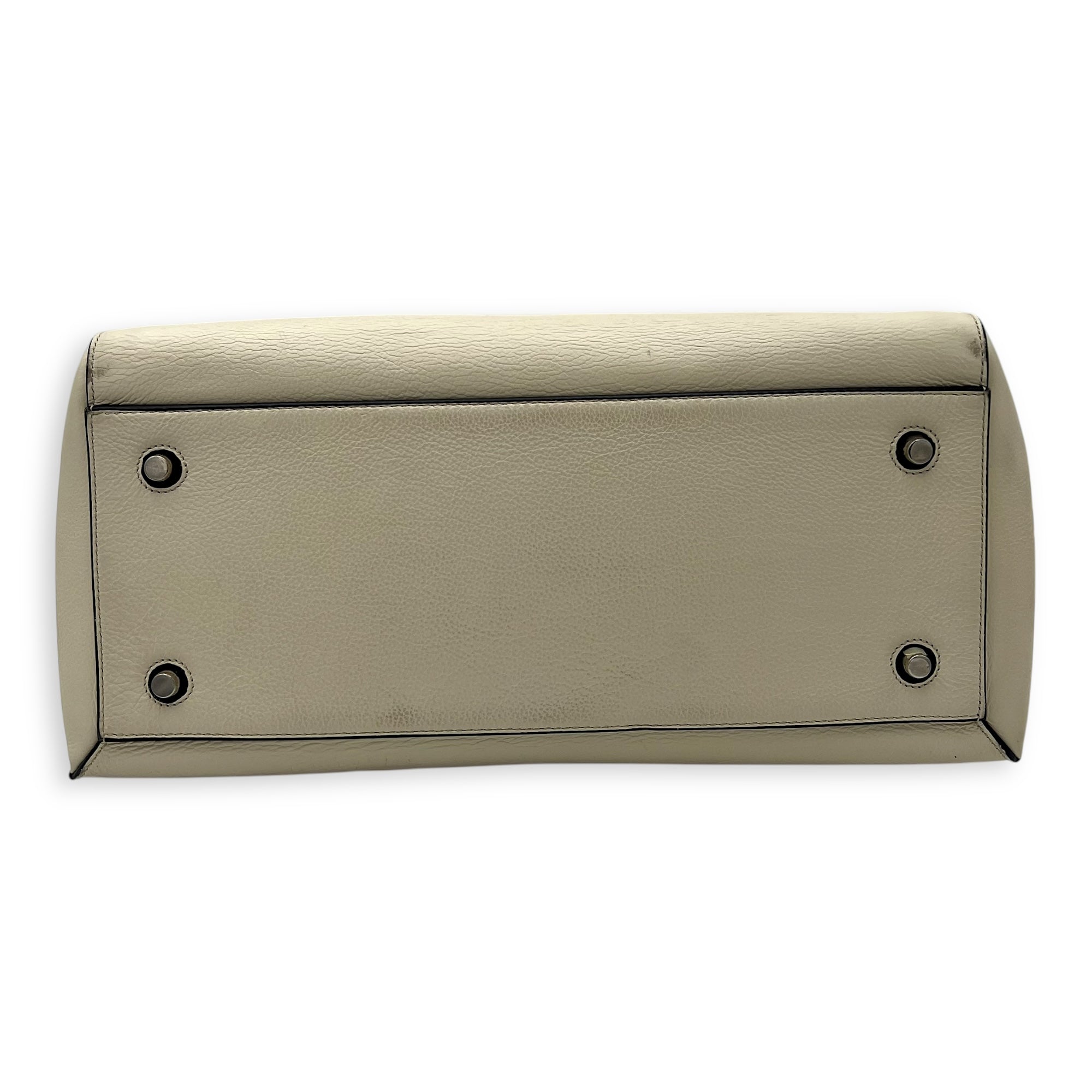 Edge Top Handle Bag White in Calfskin, Silver hardware - Image 6