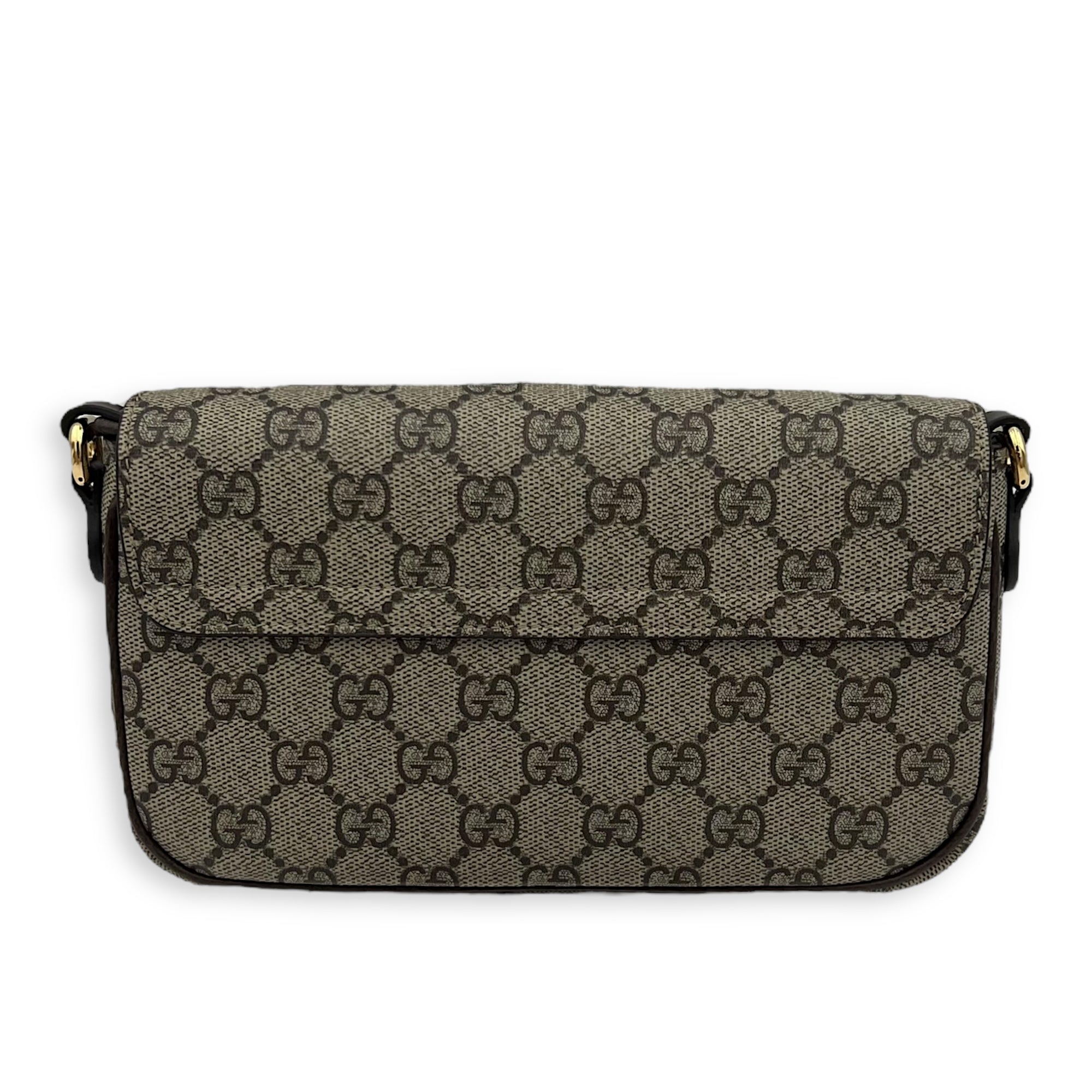 Ophidia Brown Crossbody Bag in Monogram Coated Canvas, Gold hardware - Image 3