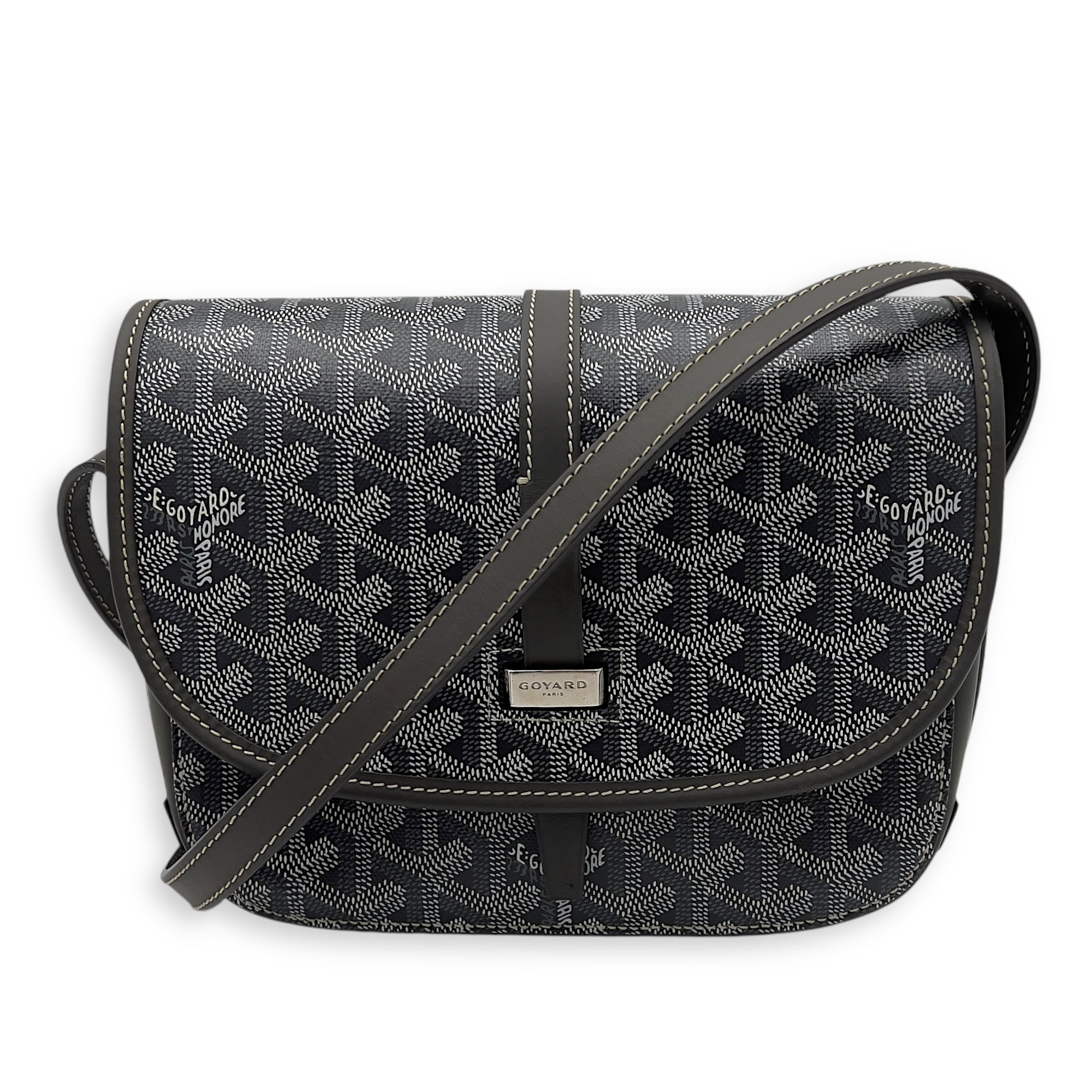 Belvedere Crossbody Bag Grey in Coated Canvas, Silver hardware - Image 11