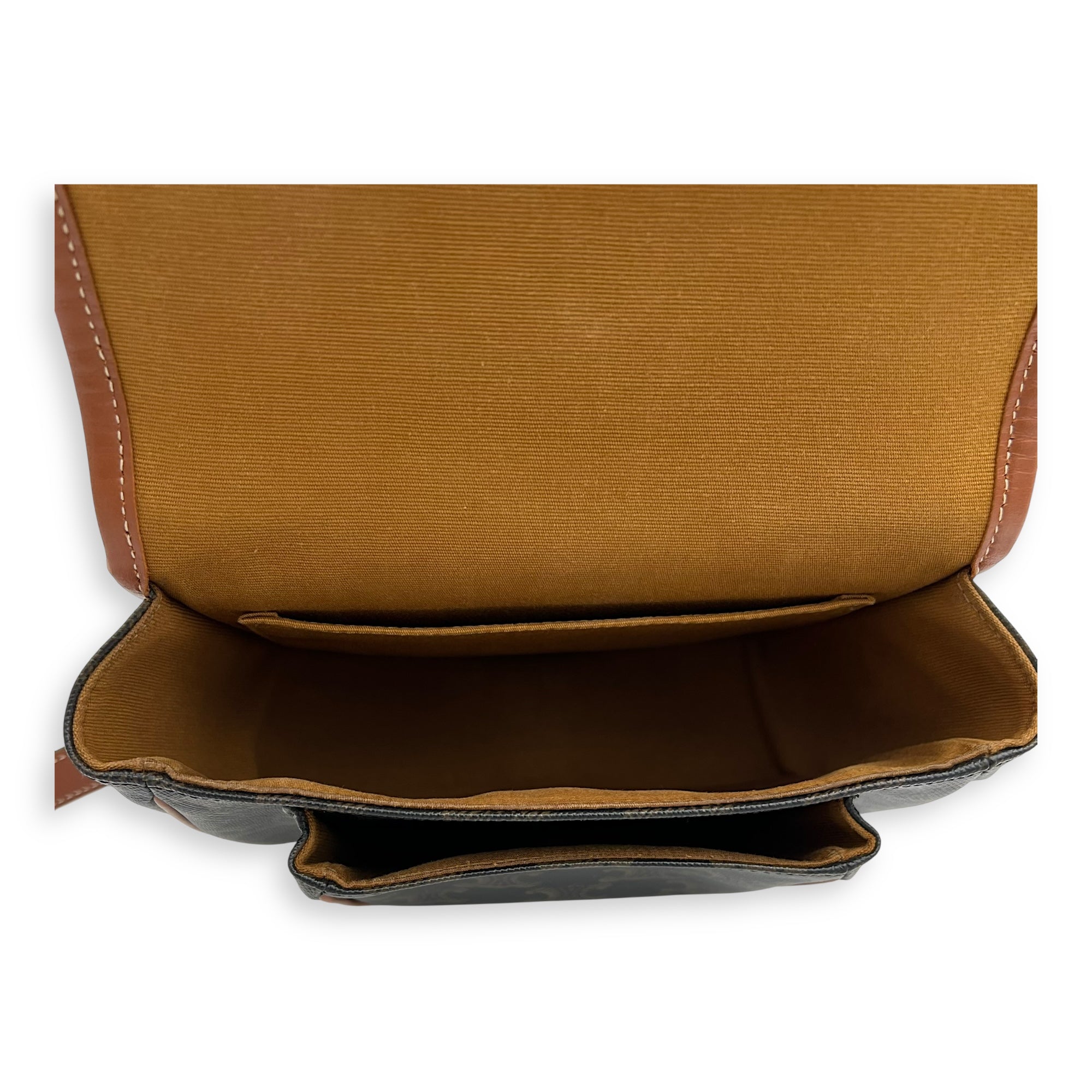 Folco Crossbody Bag Brown in Coated Canvas, Gold hardware - Image 7