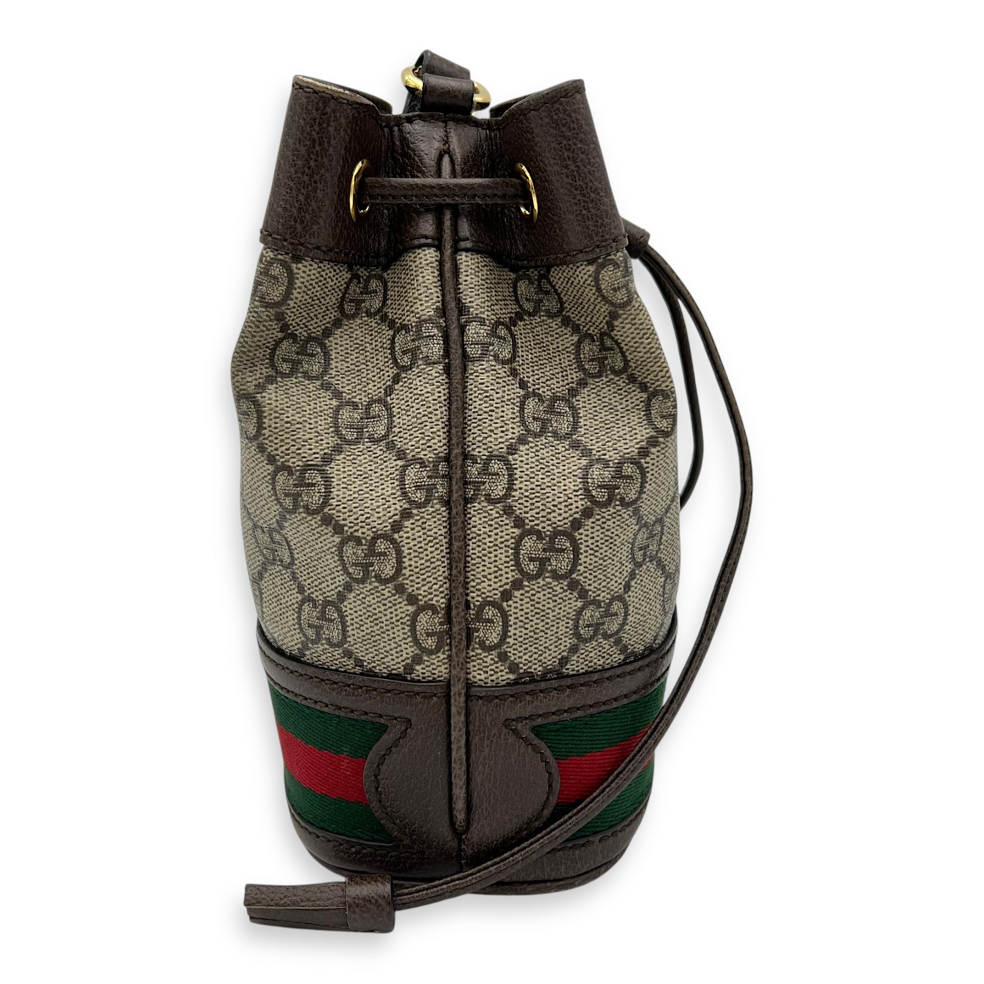 Ophidia Brown Bucket Bag in Monogram Coated Canvas, Gold hardware - Image 4