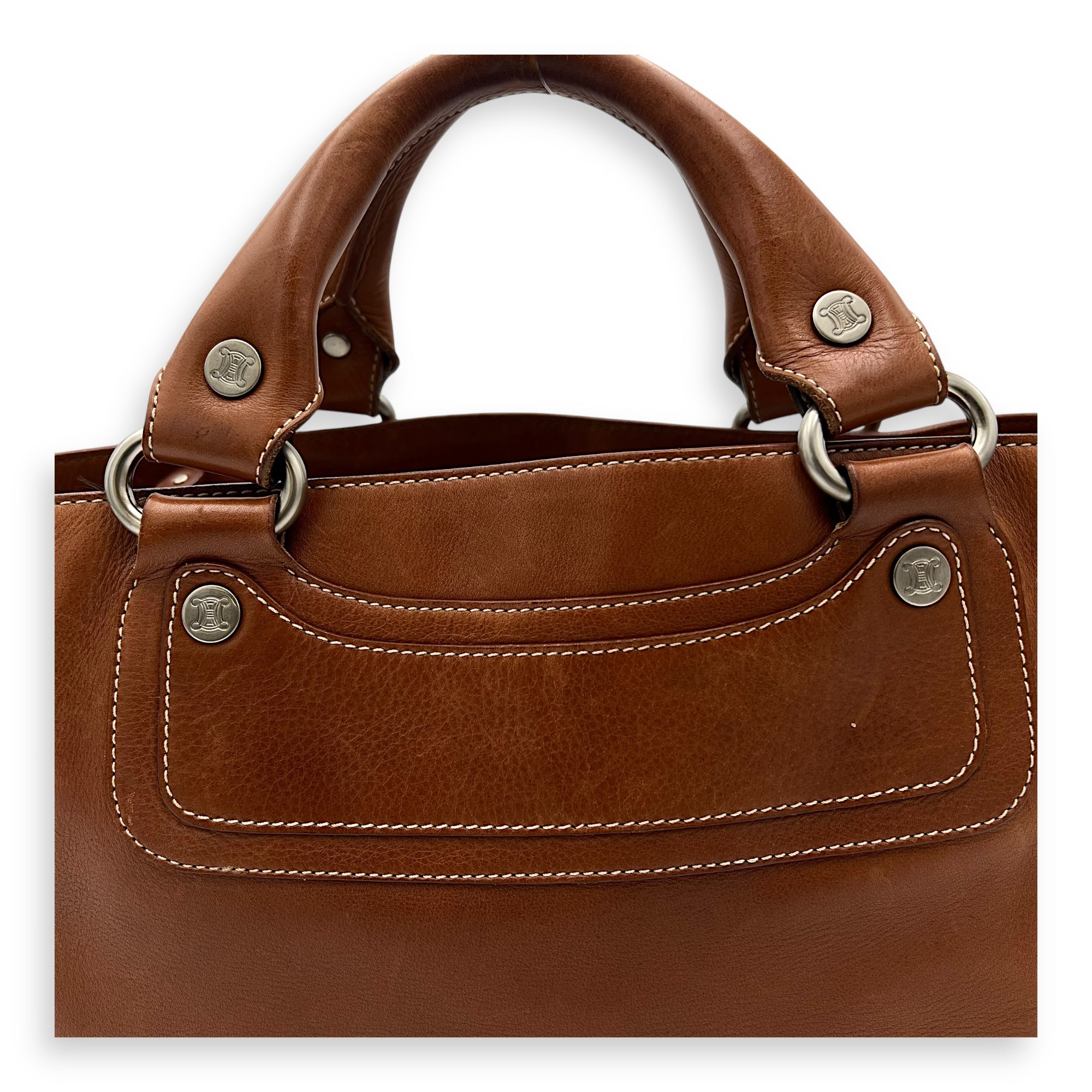 Boogie Top Handle Bag Brown in Calfskin, Silver hardware - Image 8