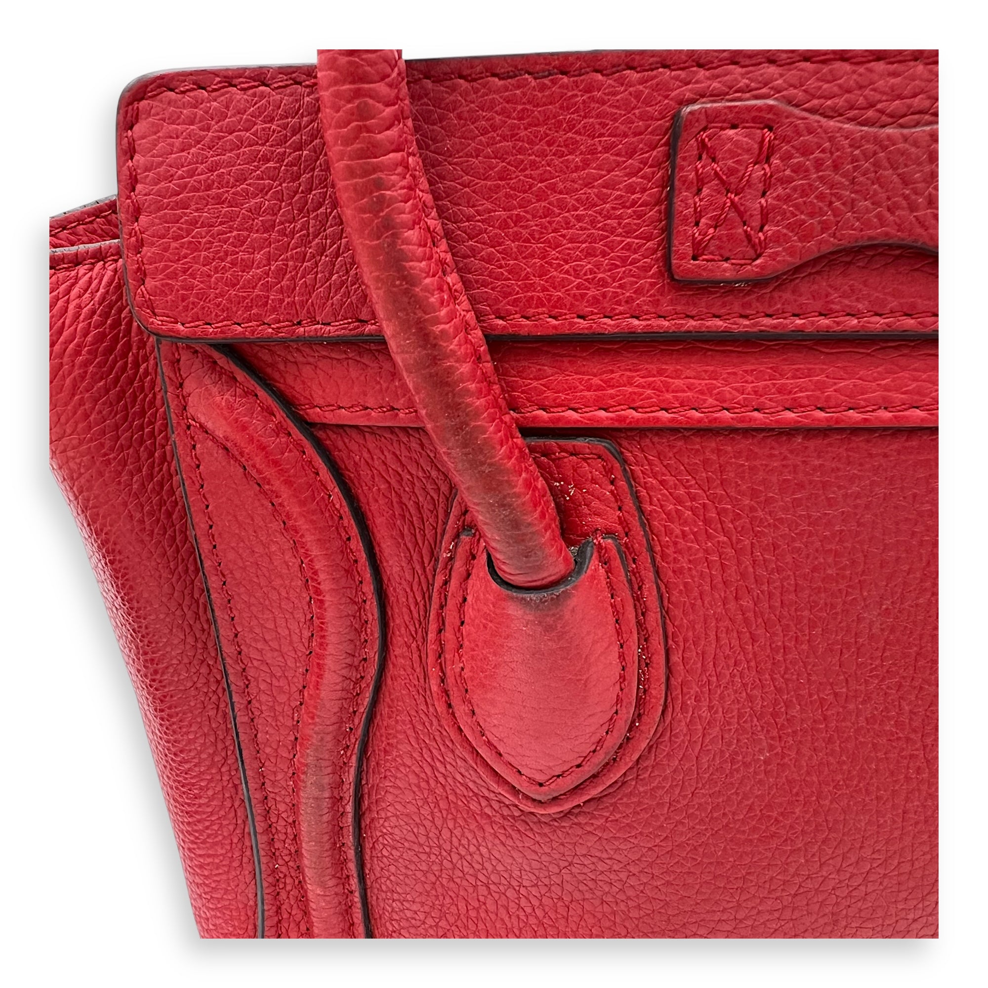 Luggage Nano Red Top Handle Bag in Calfskin, Gold hardware - Image 16