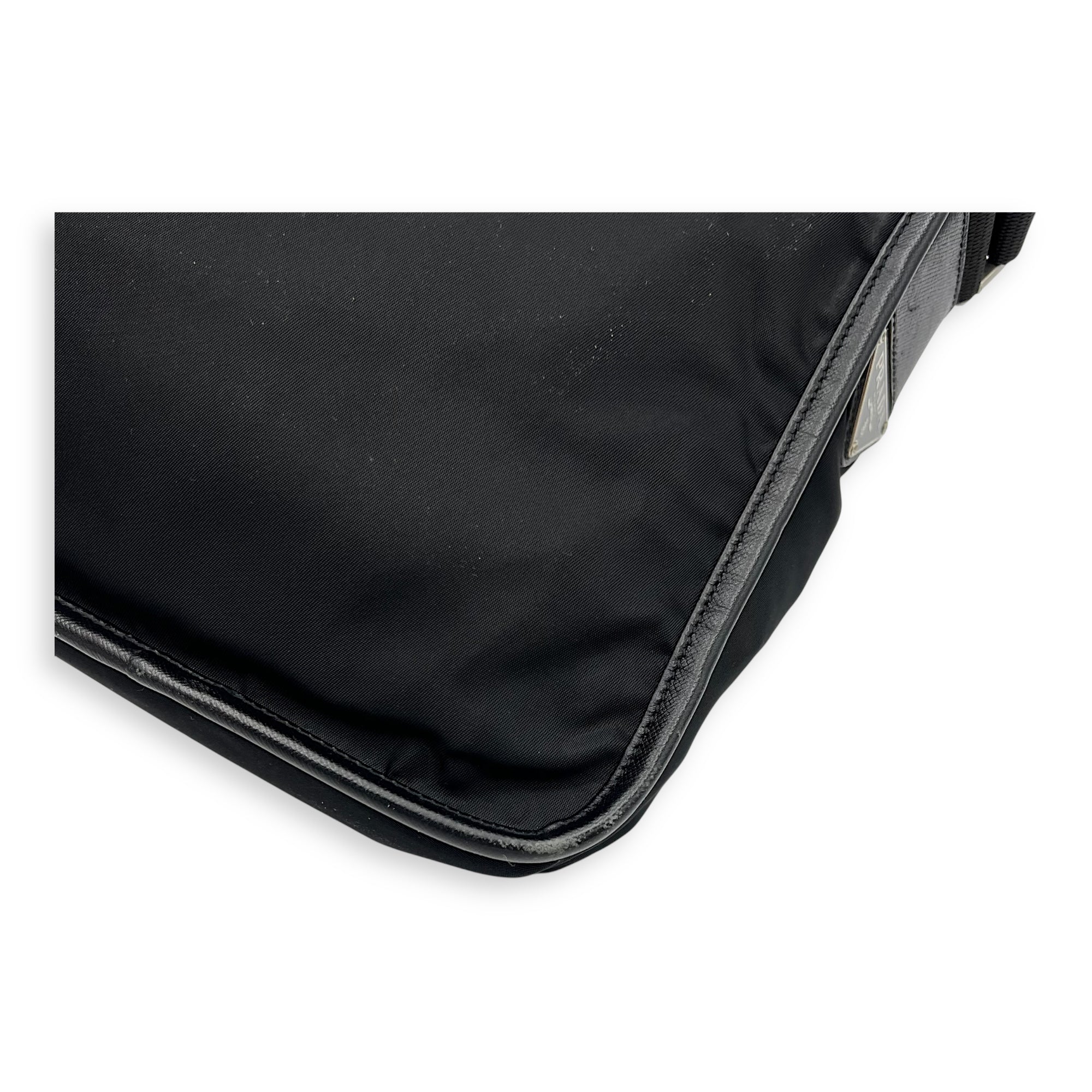 Logo Messenger Black in Nylon, Silver hardware - Image 16
