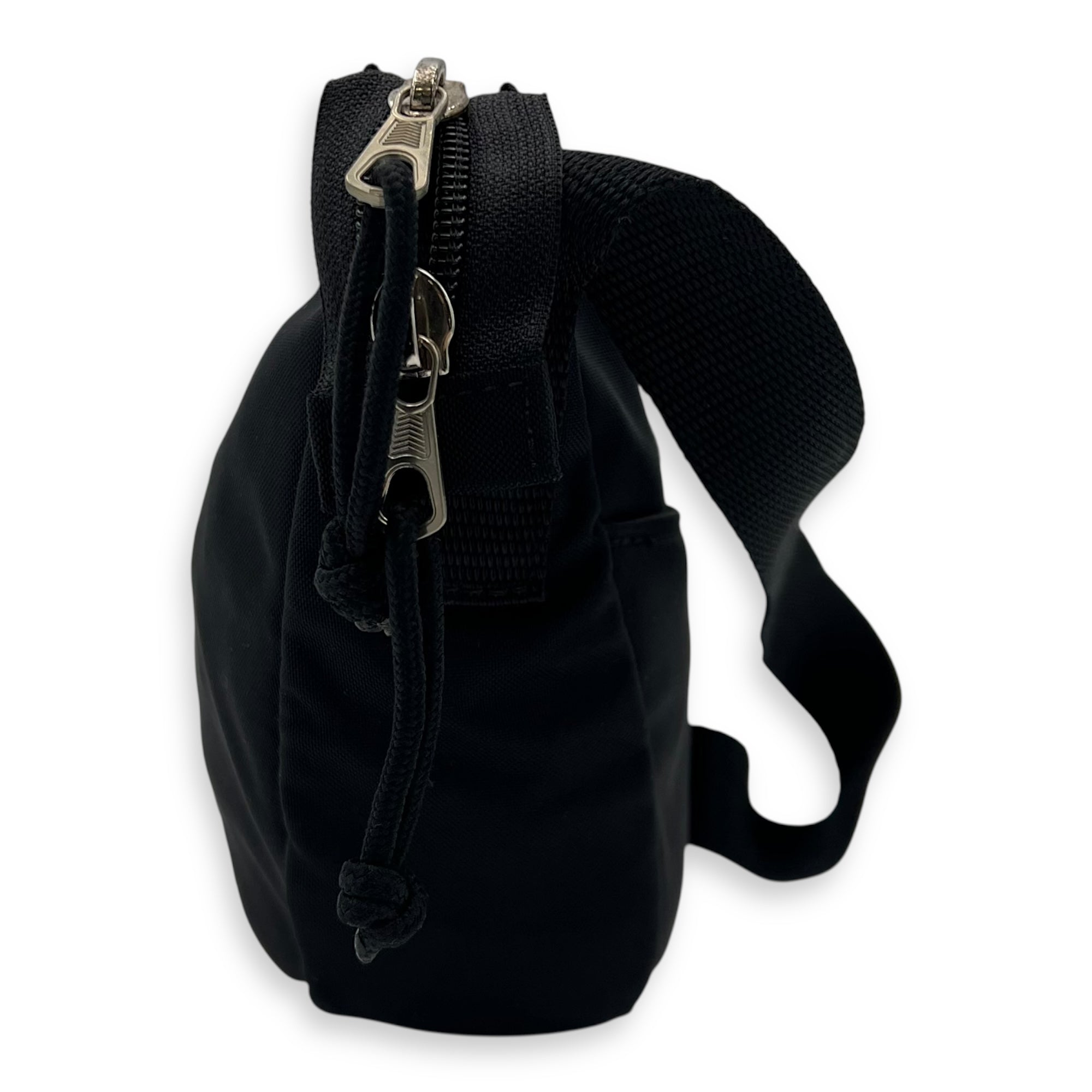 Logo Shoulder Bag Black in Canvas, Silver hardware - Image 4