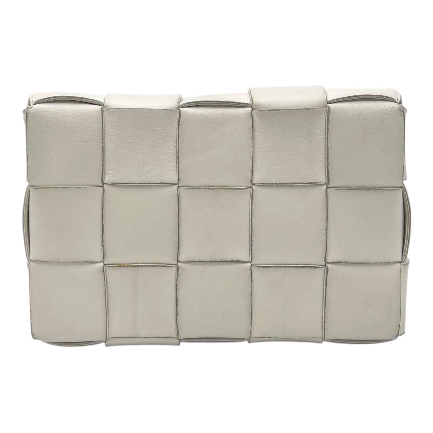 Cassette Crossbody Bag White in Calfskin, Silver hardware - Image 3