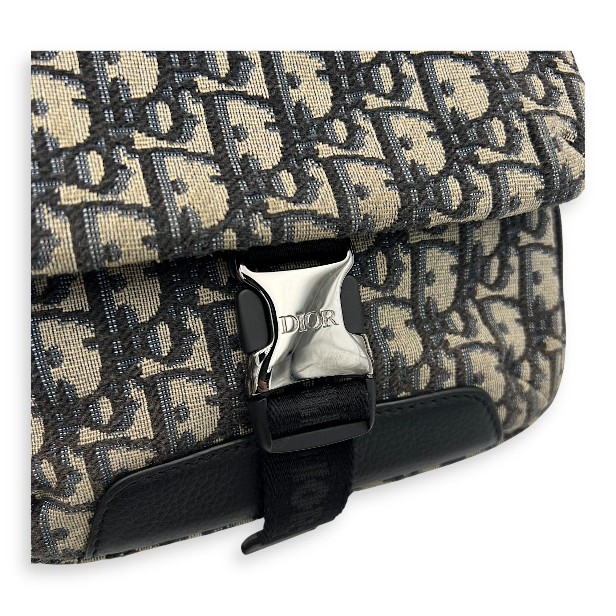 Oblique Blue Crossbody Bag in Jacquard, Silver hardware - Image 8