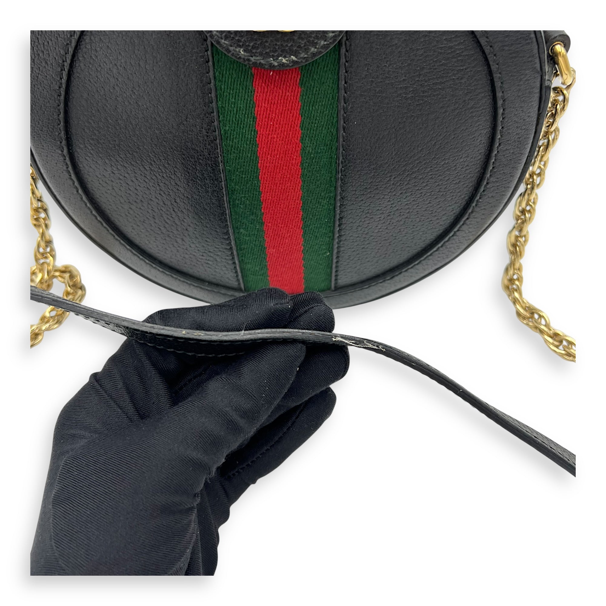 Ophidia Crossbody Bag Black in Calfskin, Gold hardware - Image 9