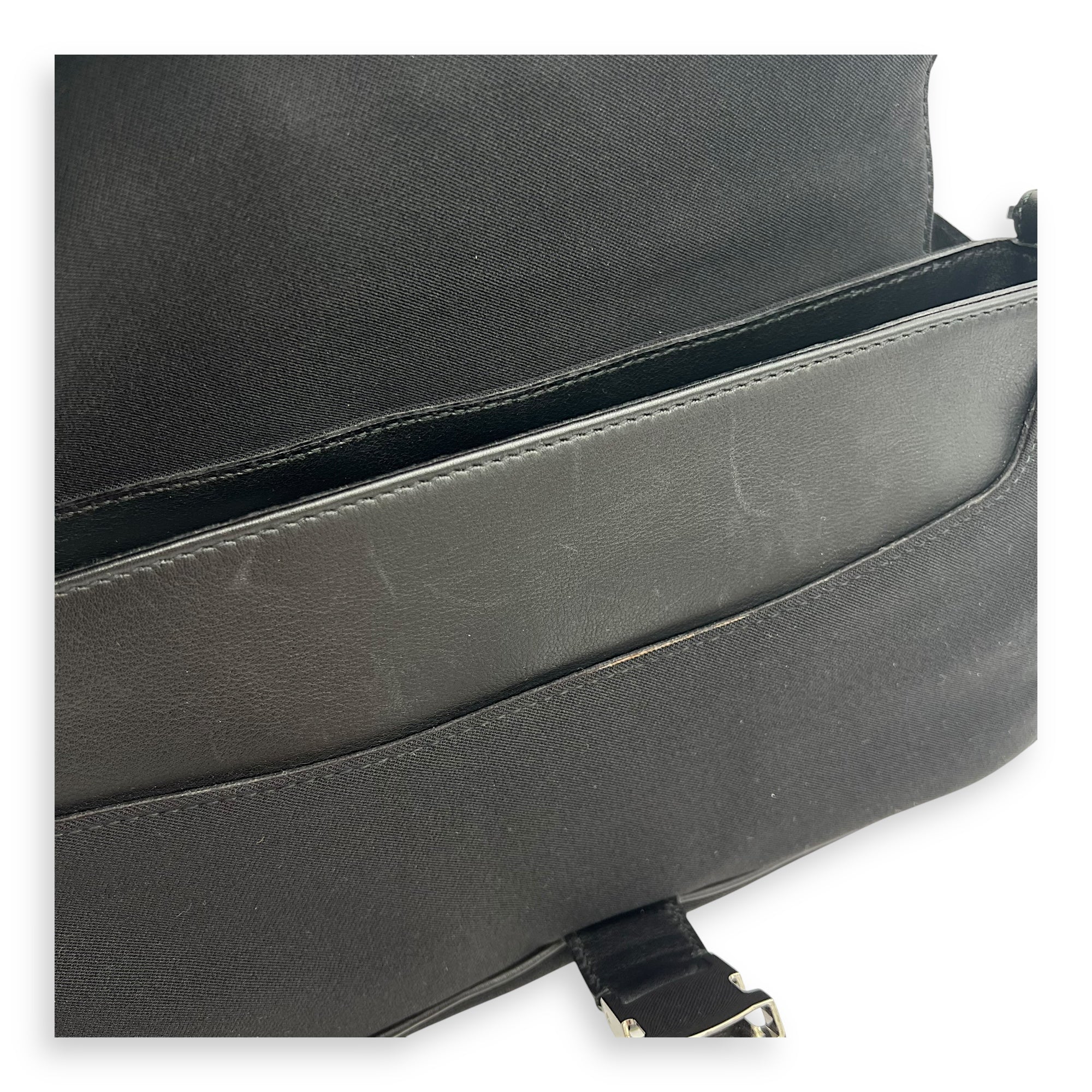 Logo Black Shoulder Bag in Canvas, Silver hardware - Image 7