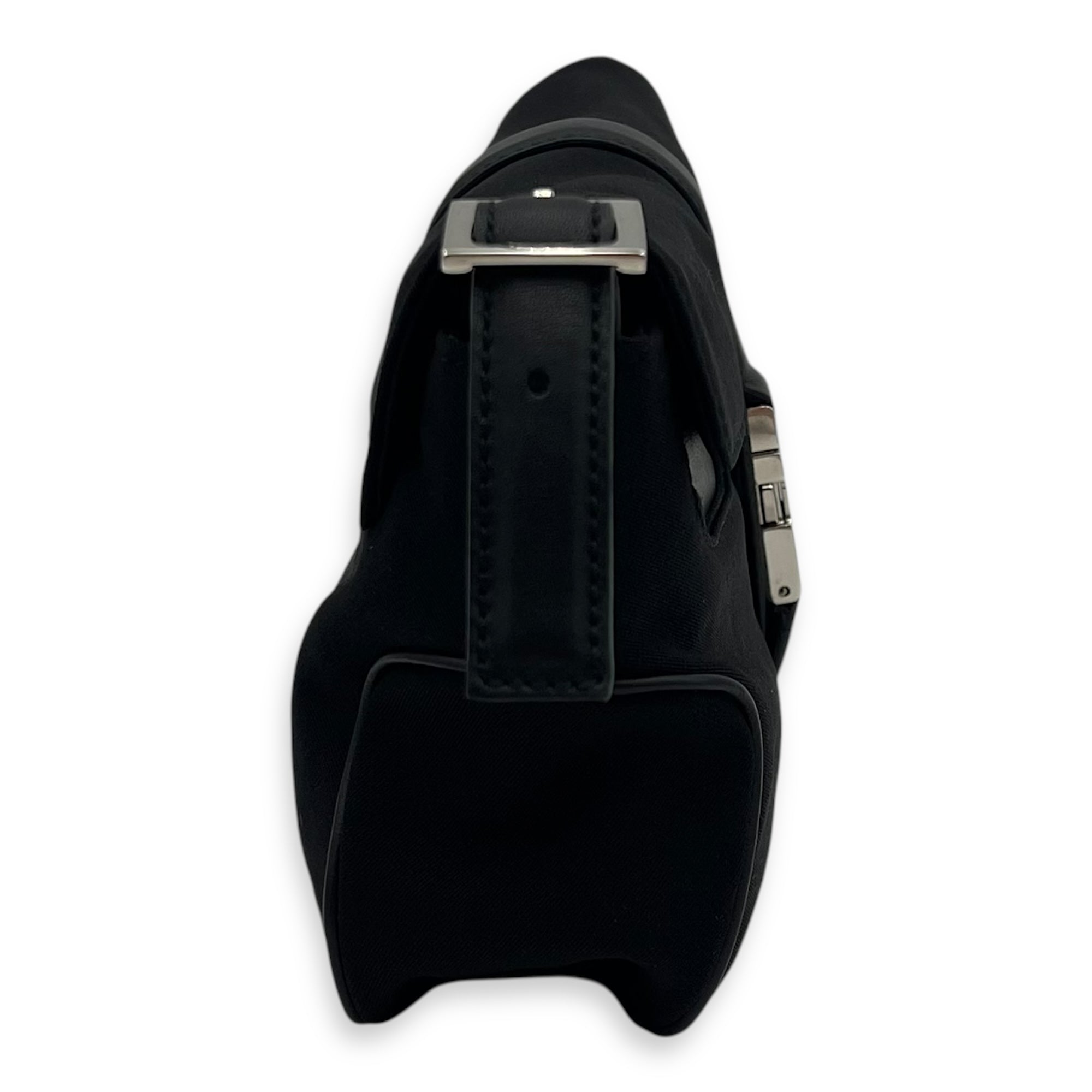 Logo Black Shoulder Bag in Canvas, Silver hardware - Image 4