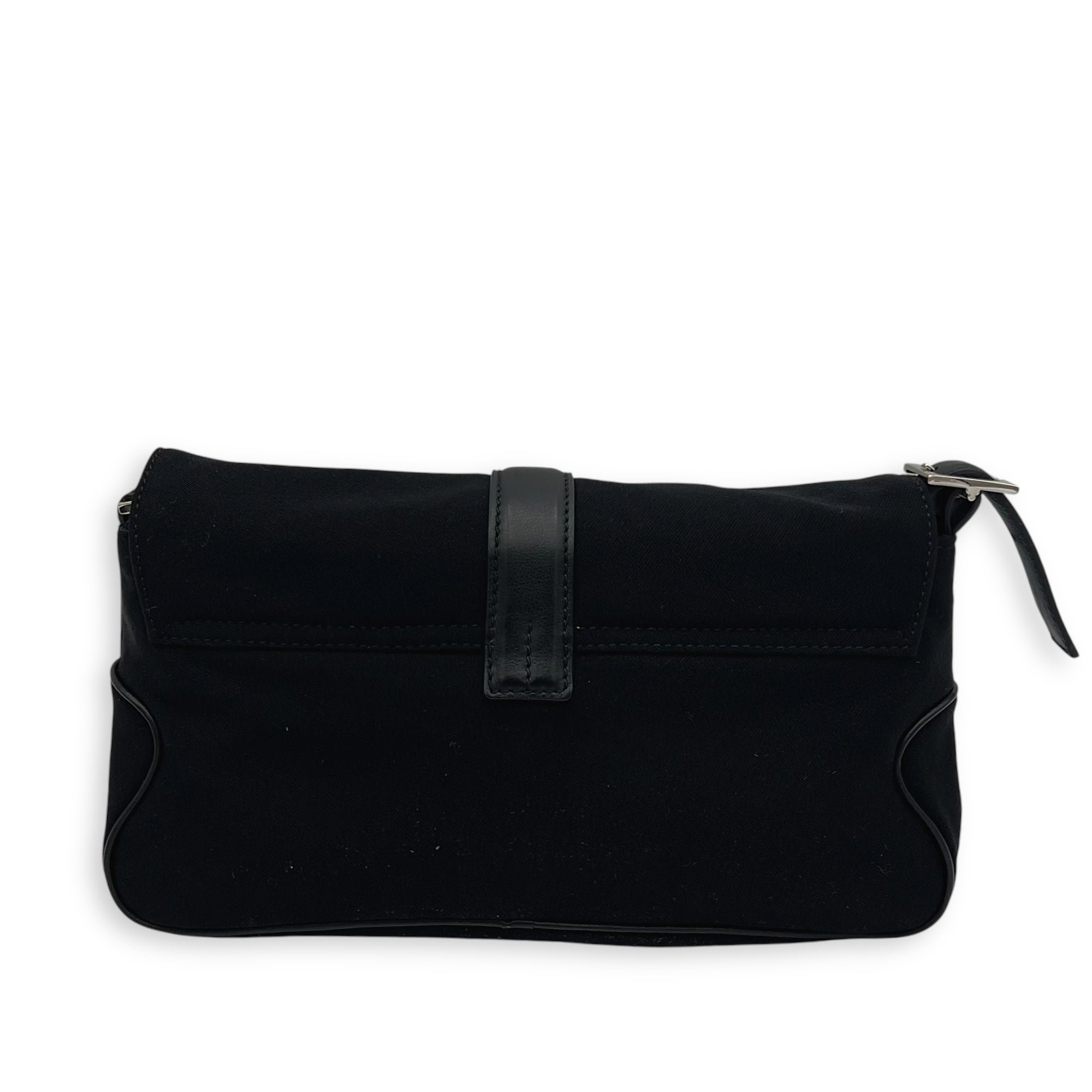 Logo Black Shoulder Bag in Canvas, Silver hardware - Image 3