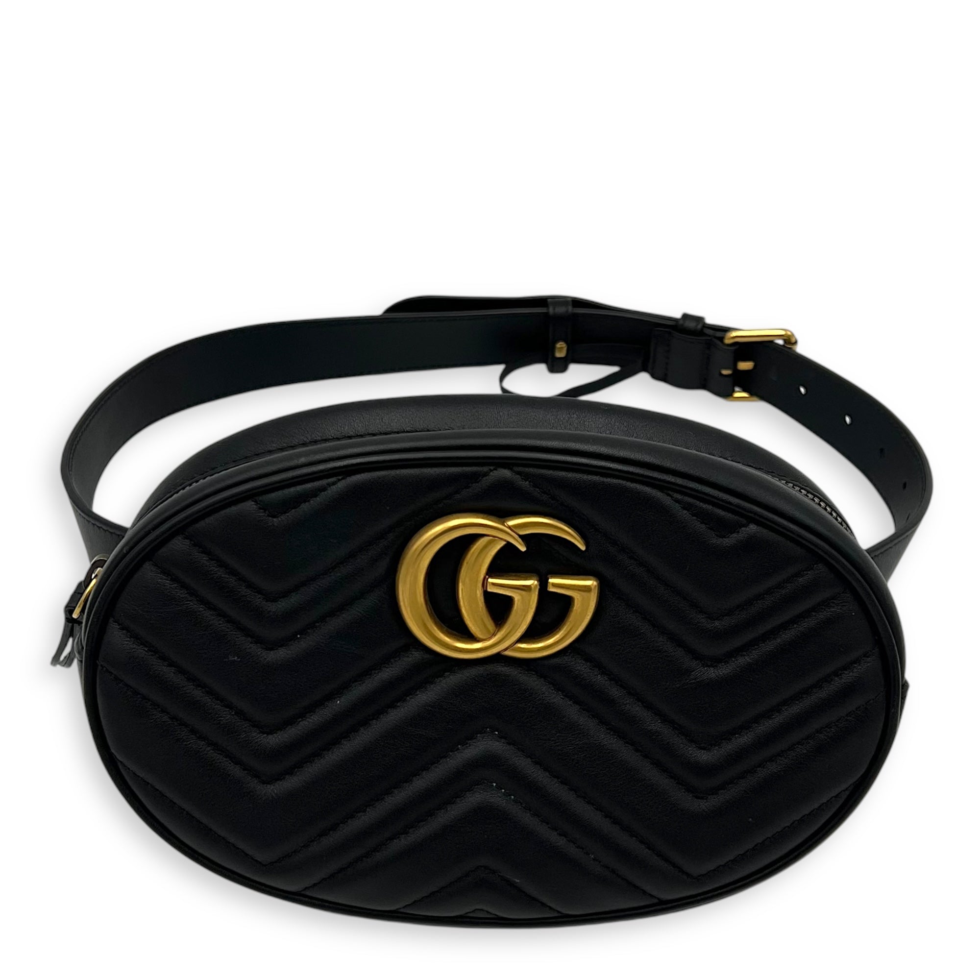 GG Marmont 85 Black Belt Bag in Calfskin, Gold hardware - Image 9