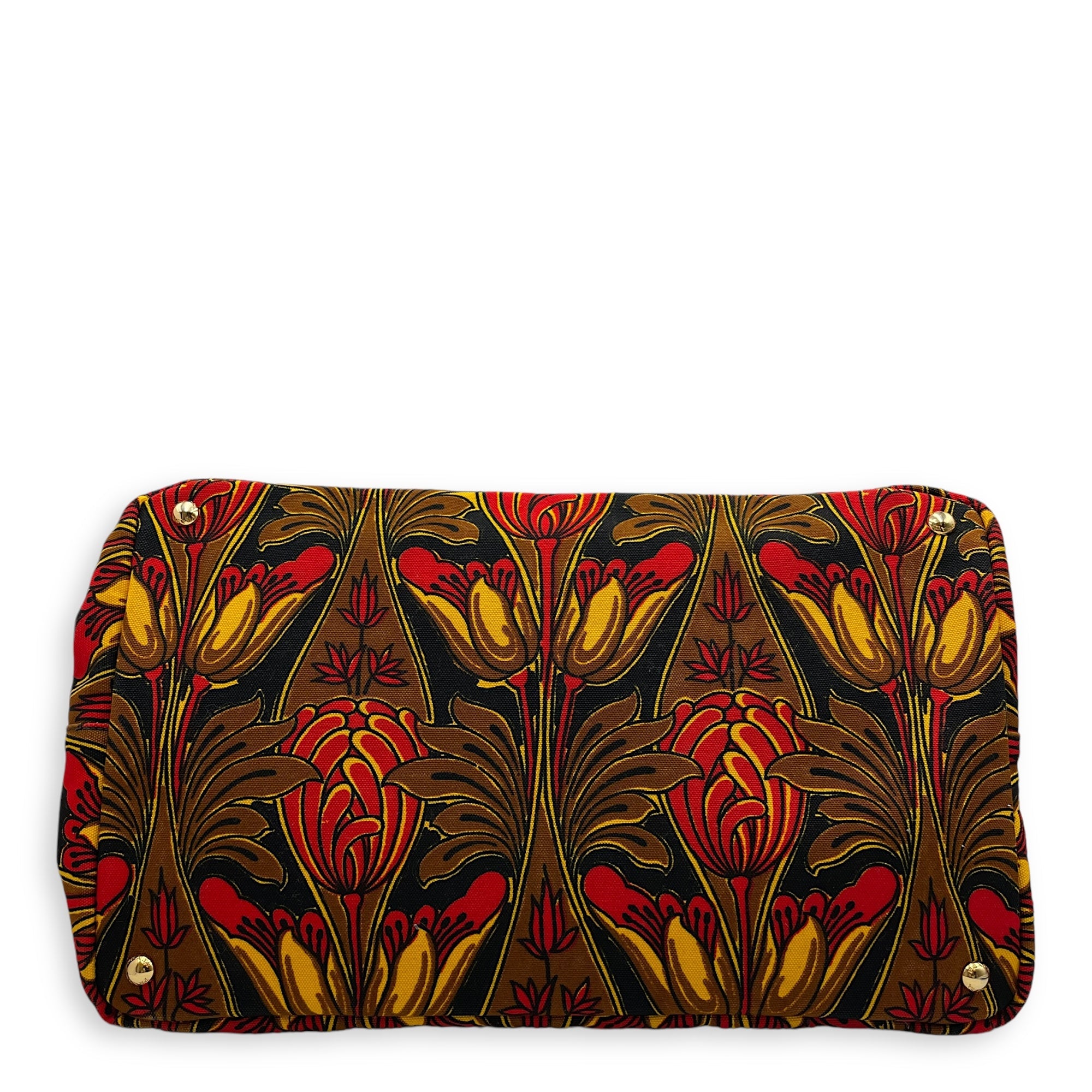 Canapa Top Handle 40x24x25 Black, orange, yellow, brown Top Handle Bag in Cotton Canvas, Gold hardware - Image 6