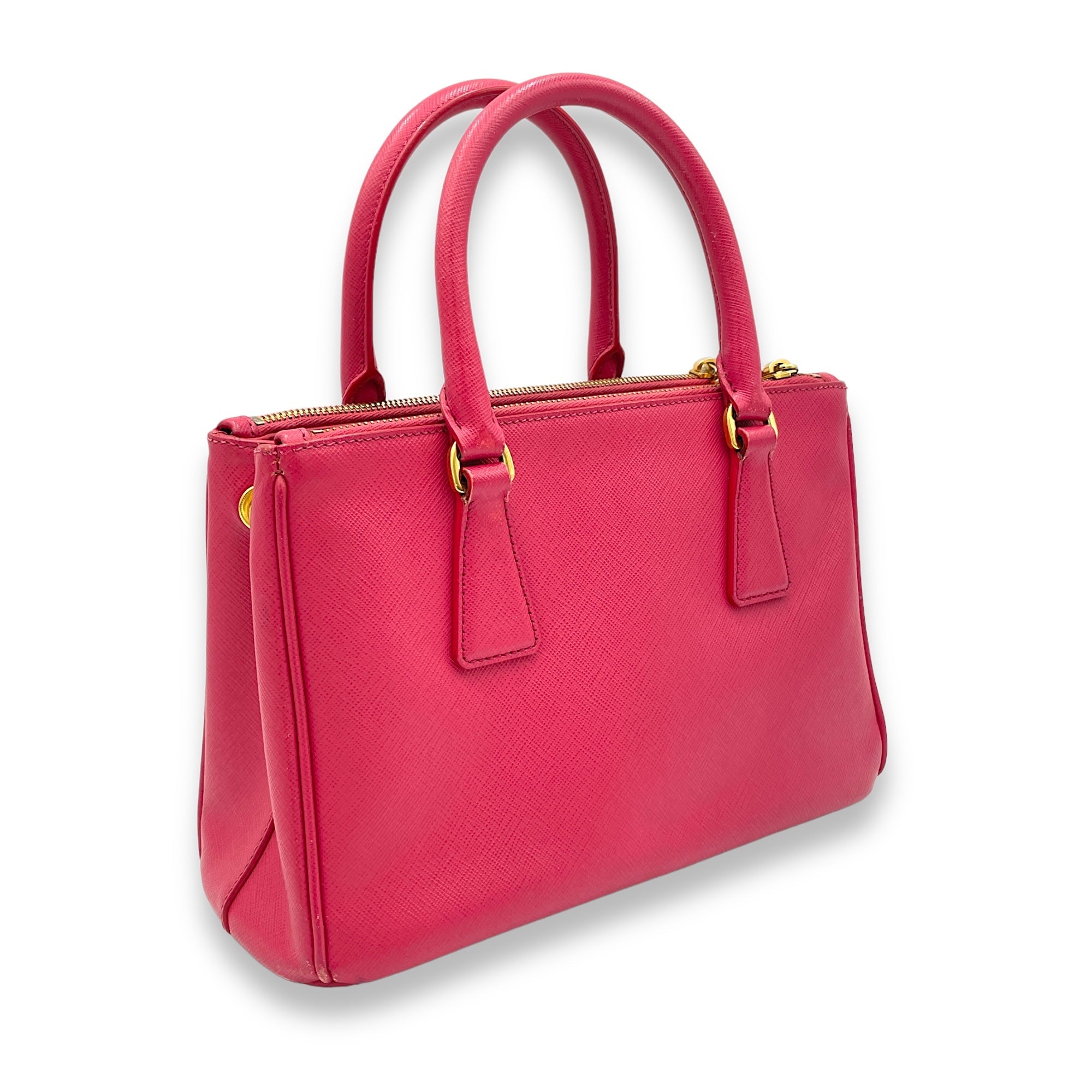 Galleria Small Pink Top Handle Bag in Saffiano Leather, Gold hardware - Image 5
