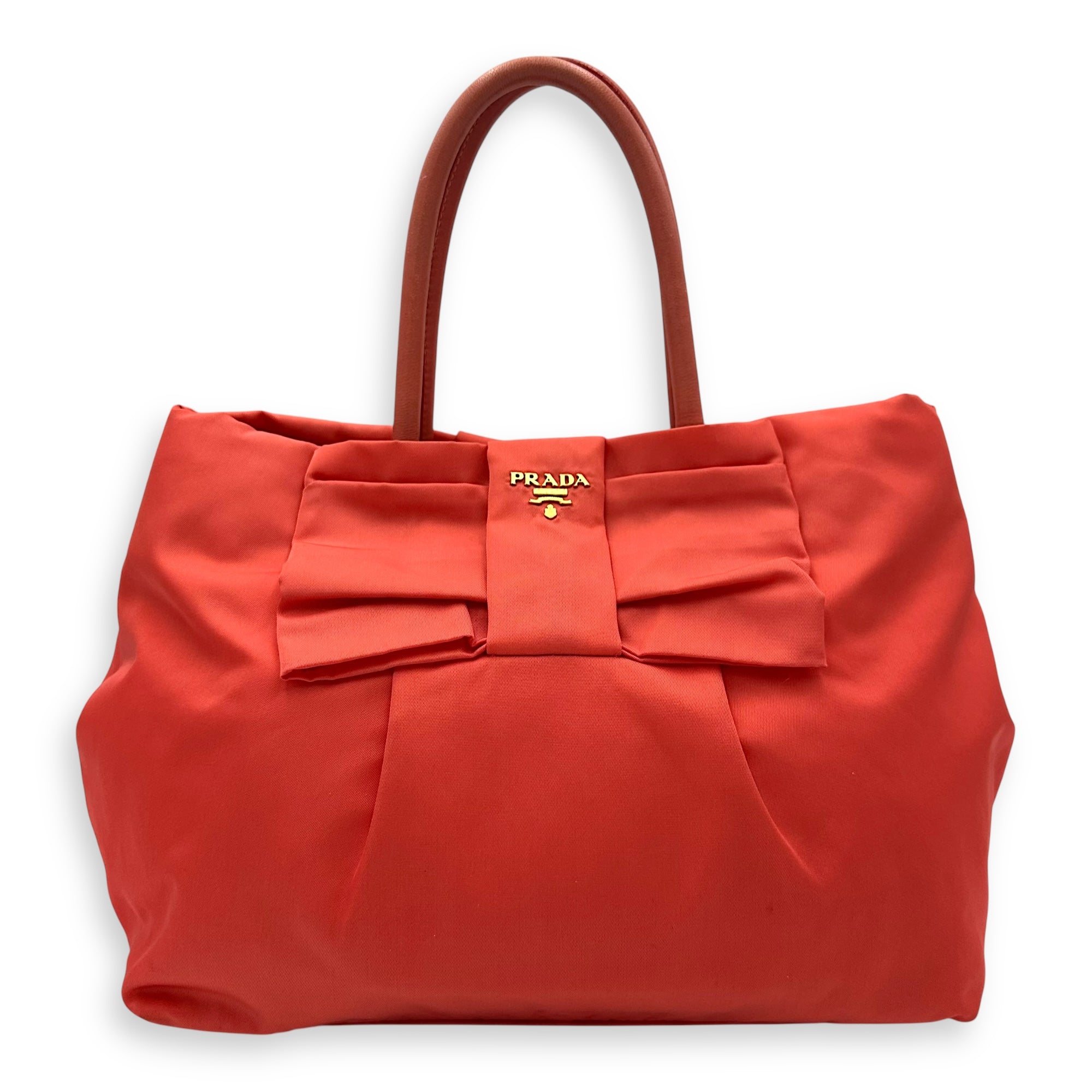 Bow Salmon Top Handle Bag in Nylon, Gold hardware