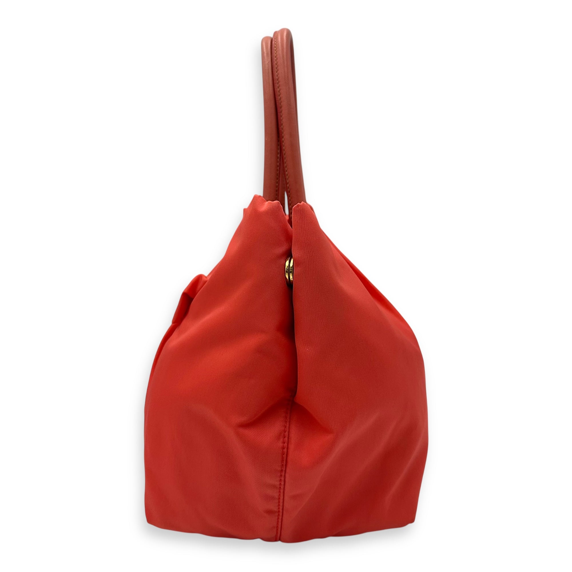 Bow Salmon Top Handle Bag in Nylon, Gold hardware - Image 5