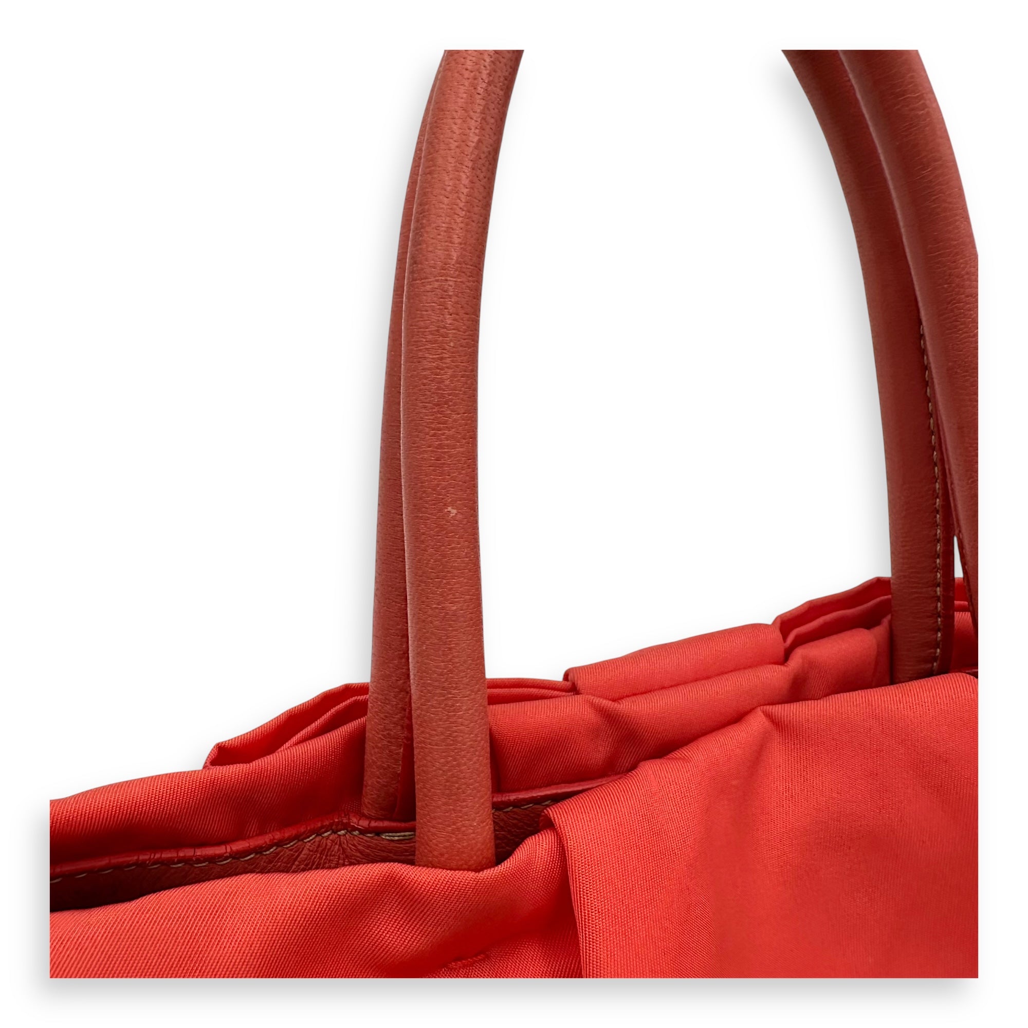 Bow Salmon Top Handle Bag in Nylon, Gold hardware - Image 12