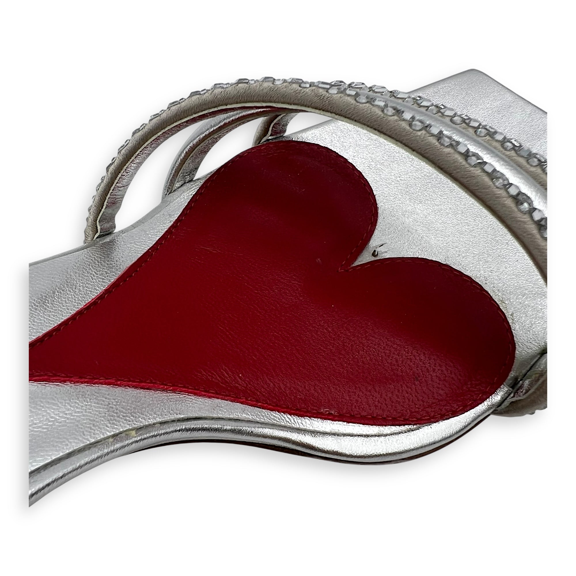 Cube Strass Heel Bling Sandal 75 Heels 38 Silver in Calfskin, Silver hardware - Image 4