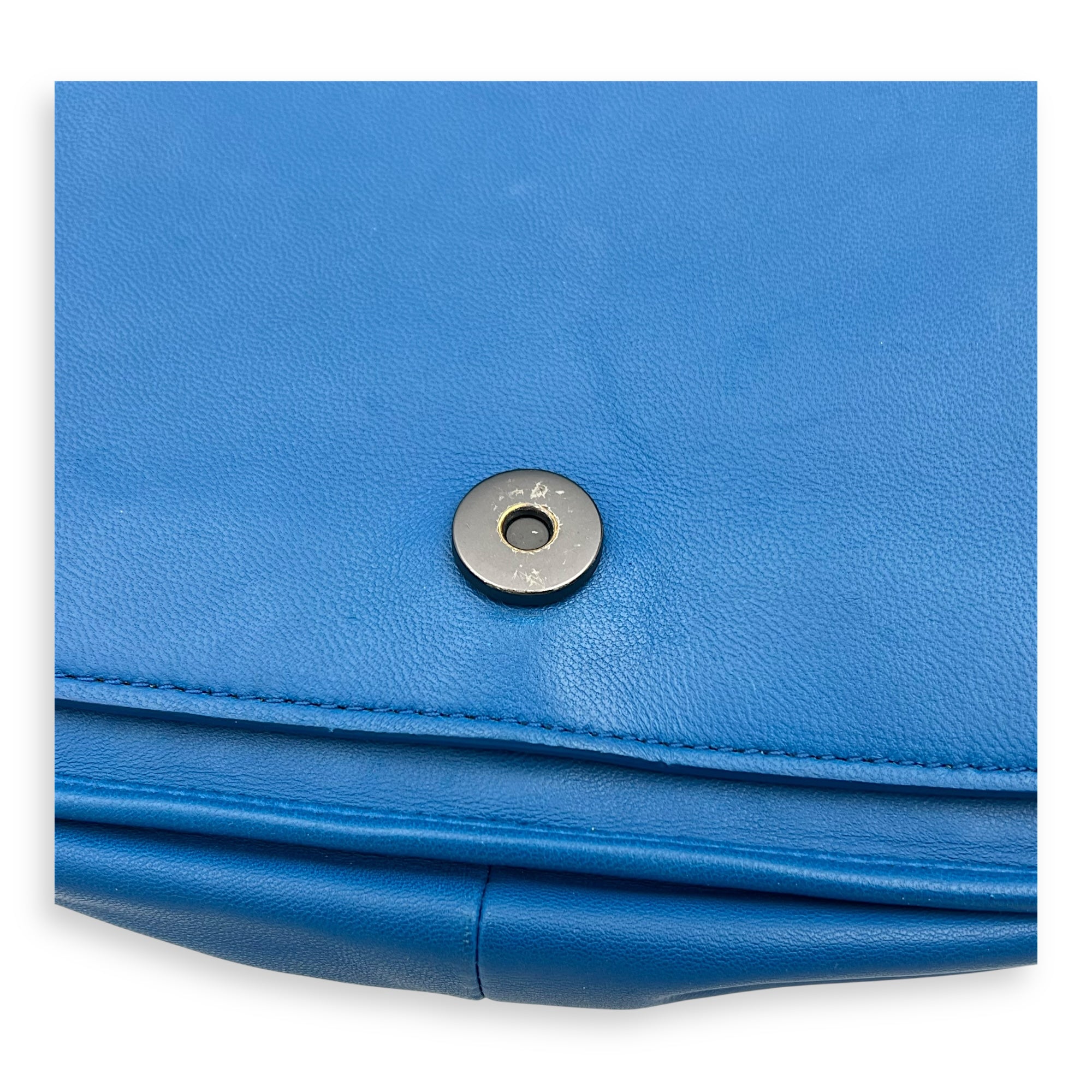 Intrecciato Blue Shoulder Bag in Lambskin and Lizard, Ruthenium hardware - Image 10