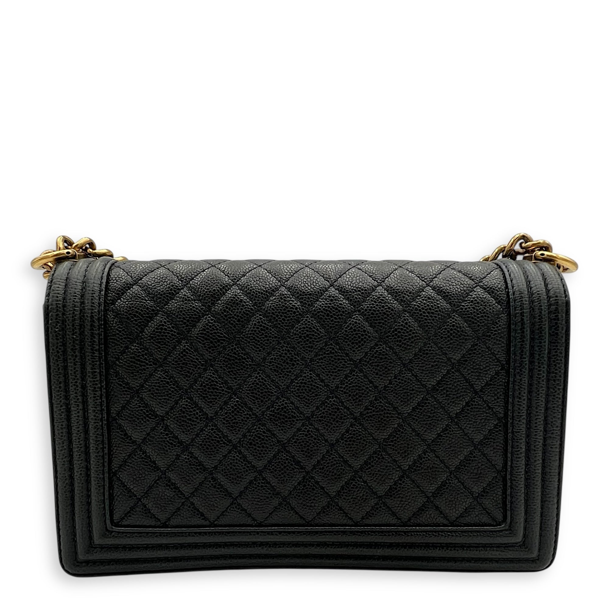 Boy Shoulder Bag Medium Blue in Caviar Leather, Gold hardware - Image 3