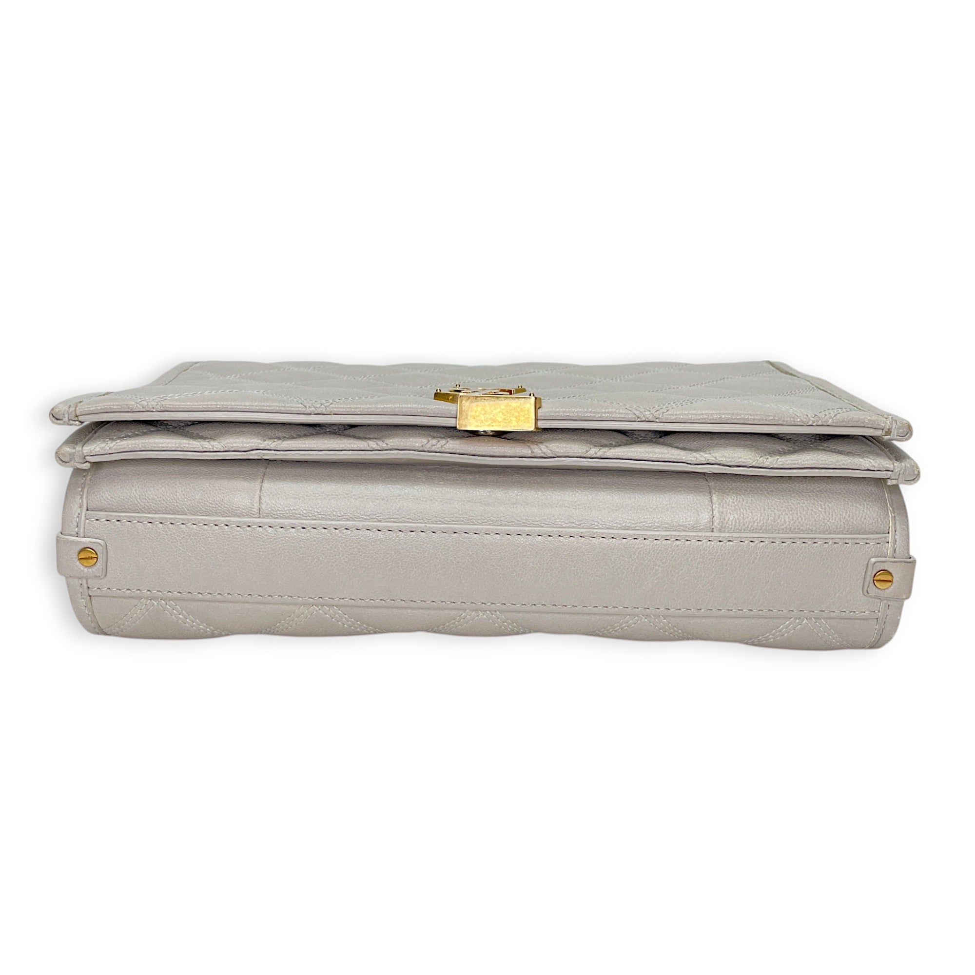 Becky Cream Shoulder Bag in Calfskin, Gold hardware - Image 6